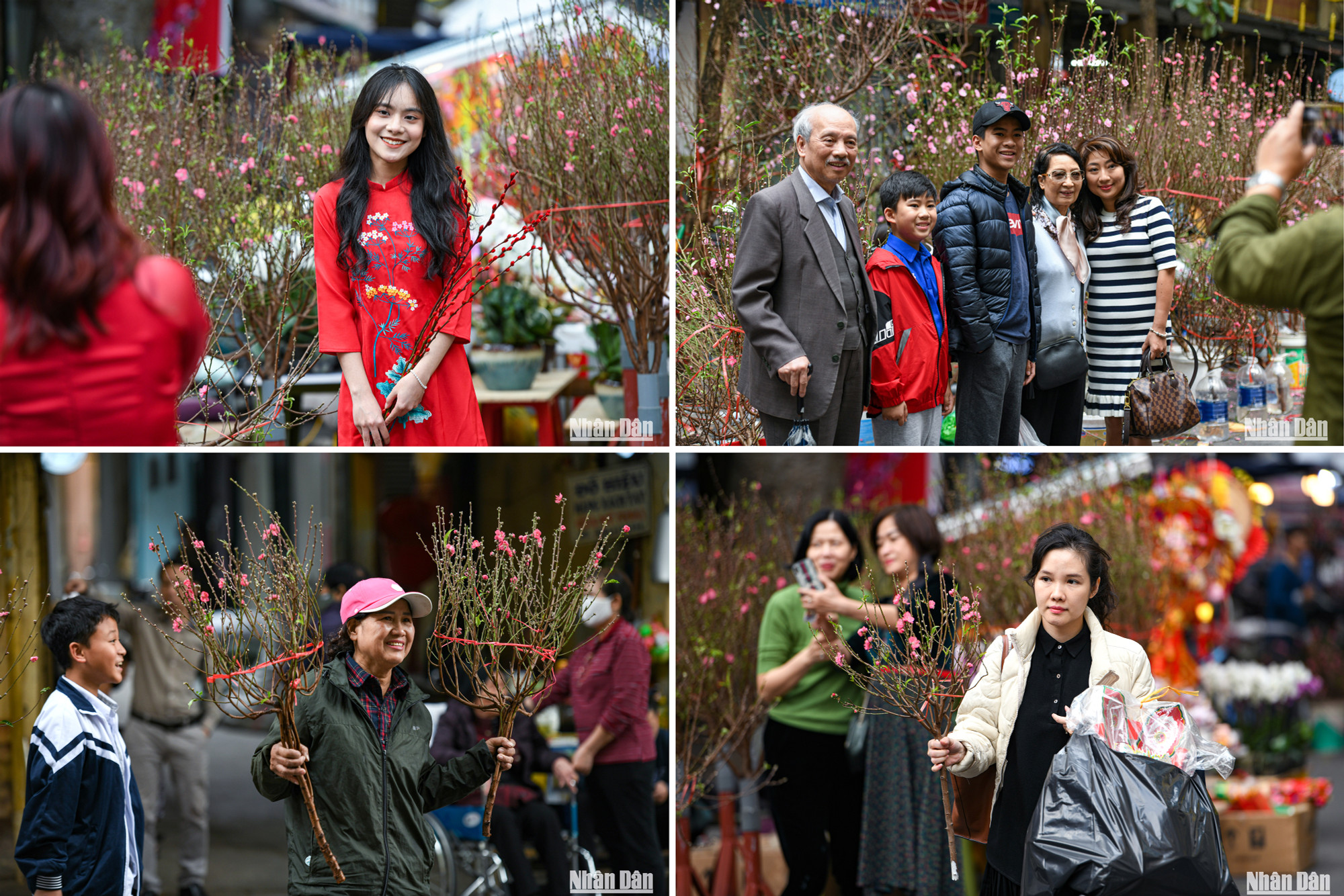 Thấy hoa đào là thấy Tết, các bạn trẻ thì "check-in", người thì chọn cho mình 1 cành đào về chơi Tết, những gia đình từ phương xa về chỉ cần một bức ảnh tại đây để cảm nhận không khí nơi đây, tất cả tạo nên 1 bức tranh thật đẹp trước thềm Xuân mới.