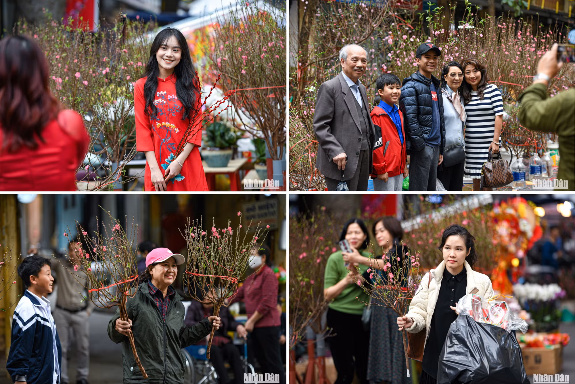 Thấy hoa đào là thấy Tết, các bạn trẻ thì "check-in", người thì chọn cho mình 1 cành đào về chơi Tết, những gia đình từ phương xa về chỉ cần một bức ảnh tại đây để cảm nhận không khí nơi đây, tất cả tạo nên 1 bức tranh thật đẹp trước thềm Xuân mới.