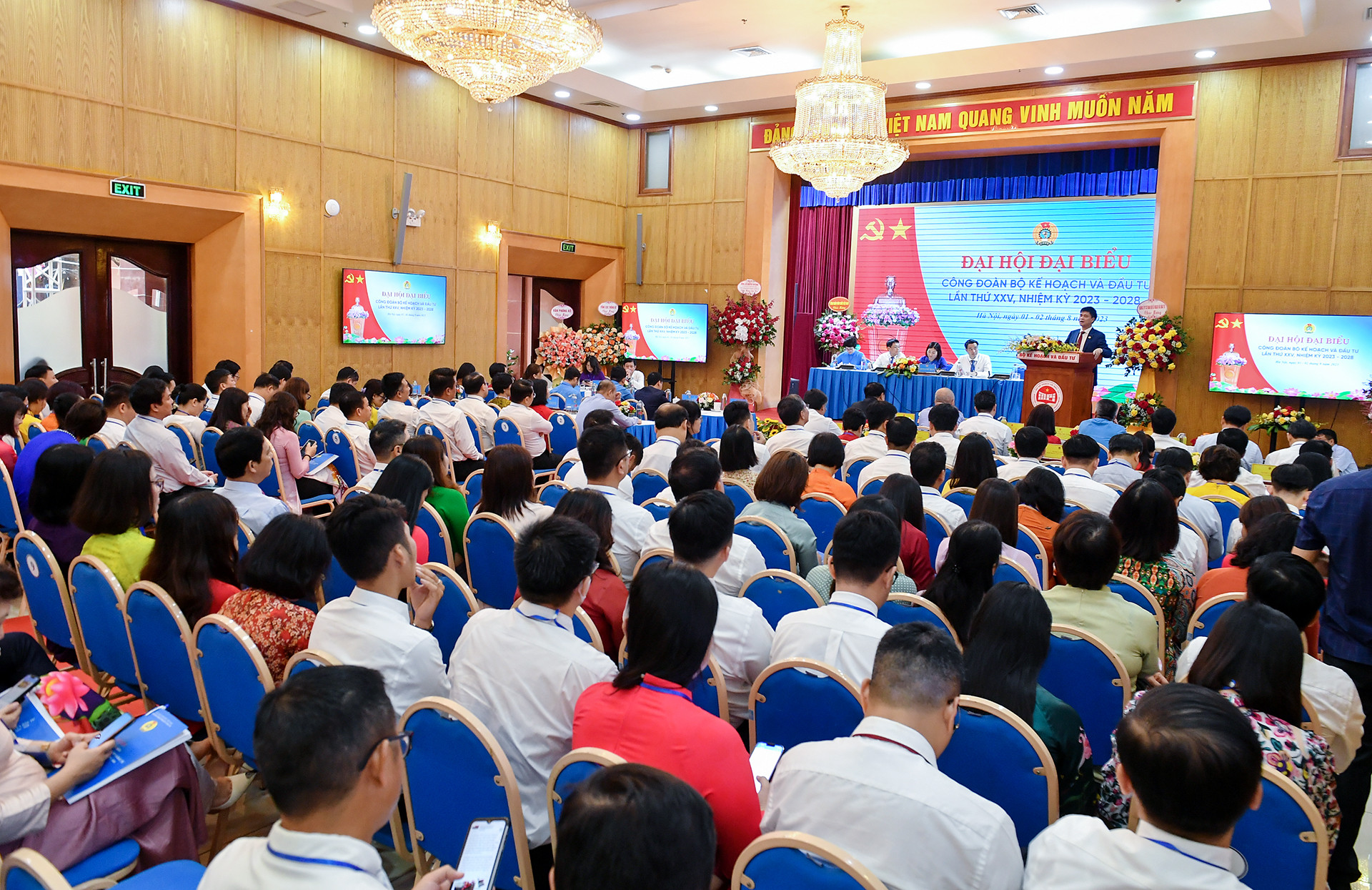 Quang cảnh tại Đại hội đại biểu Công đoàn Bộ Kế hoạch và Đầu tư lần thứ XXV, nhiệm kỳ 2023-2028.