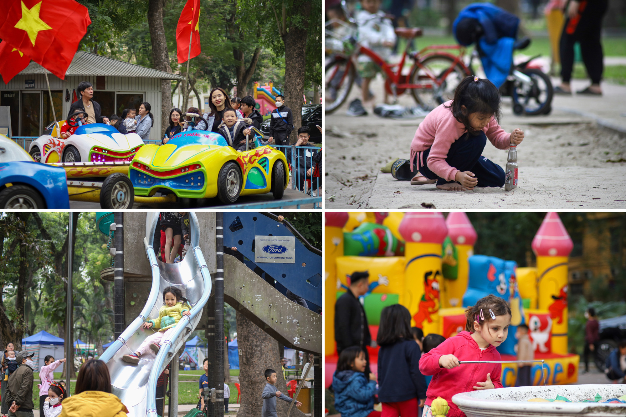 Các trò chơi, hoạt động ngoài trời bổ ích, vui vẻ dành cho các bạn nhỏ tại công viên Thống Nhất. (Ảnh: NHẬT QUANG)