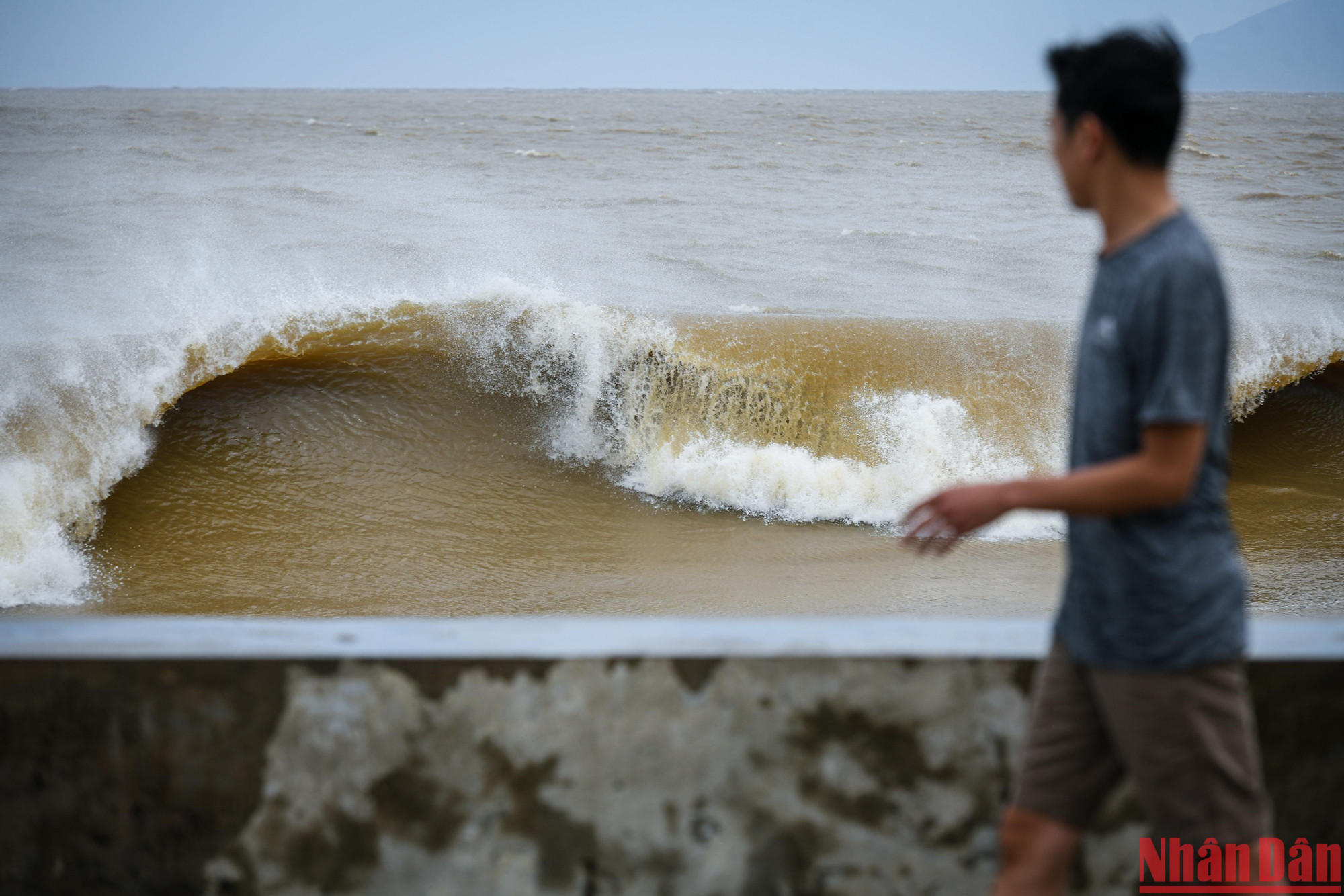 Nhiều người còn tò mò ra xem biển động thế nào sau khi bão đi qua.