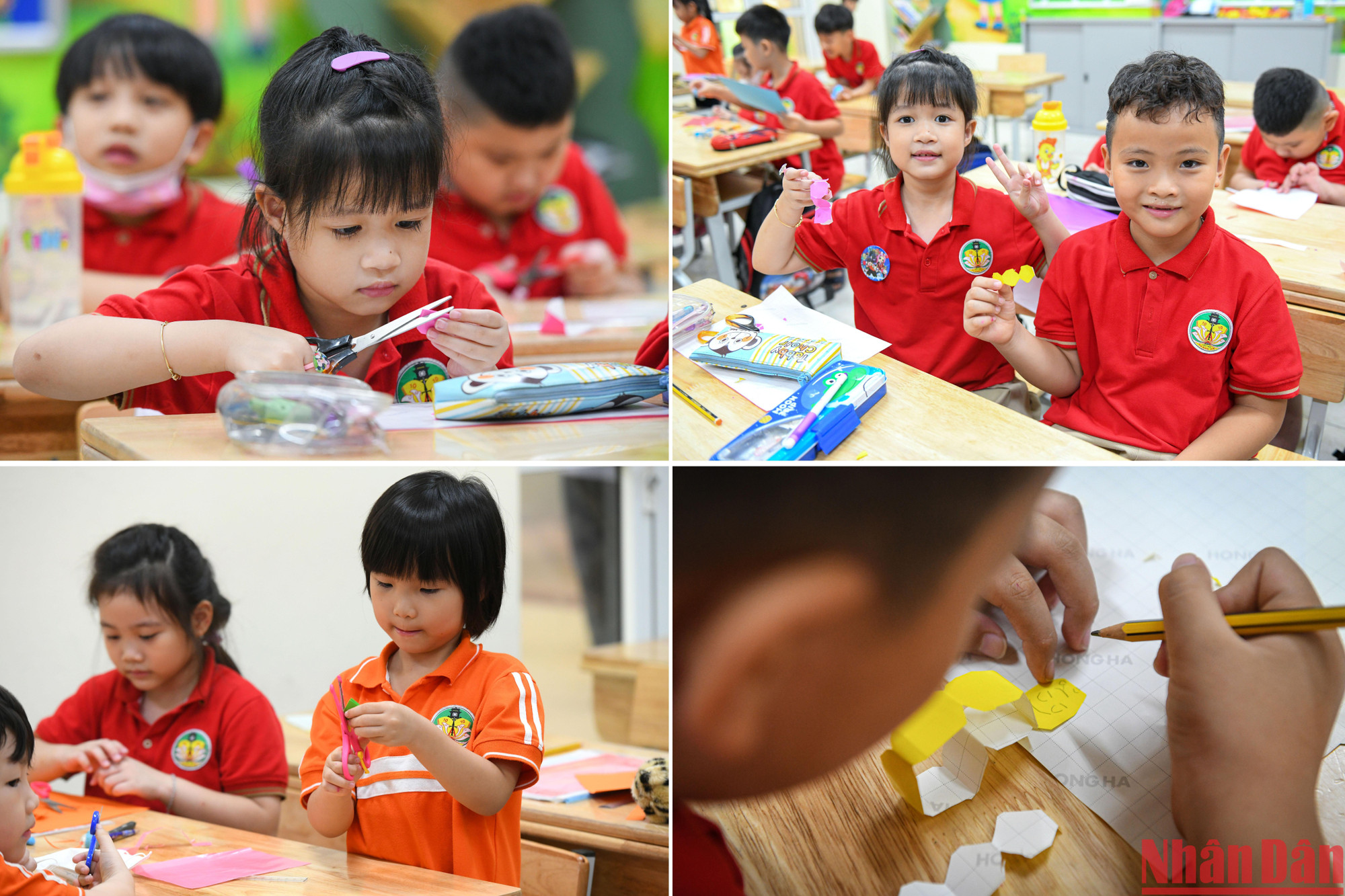 Tự tay gập thủ công và cắt hình con sâu bằng giấy.