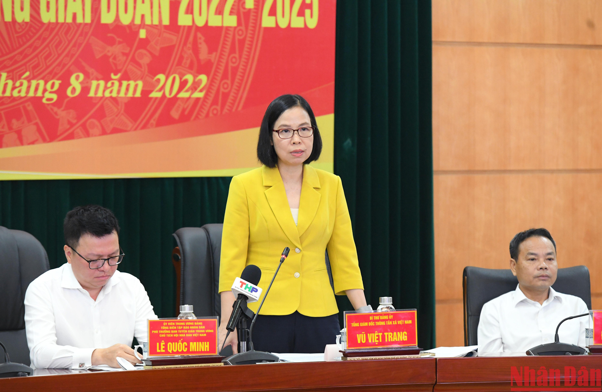 Tổng Giám đốc Thông tấn xã Việt Nam Vũ Việt Trang phát biểu tại Hội nghị.