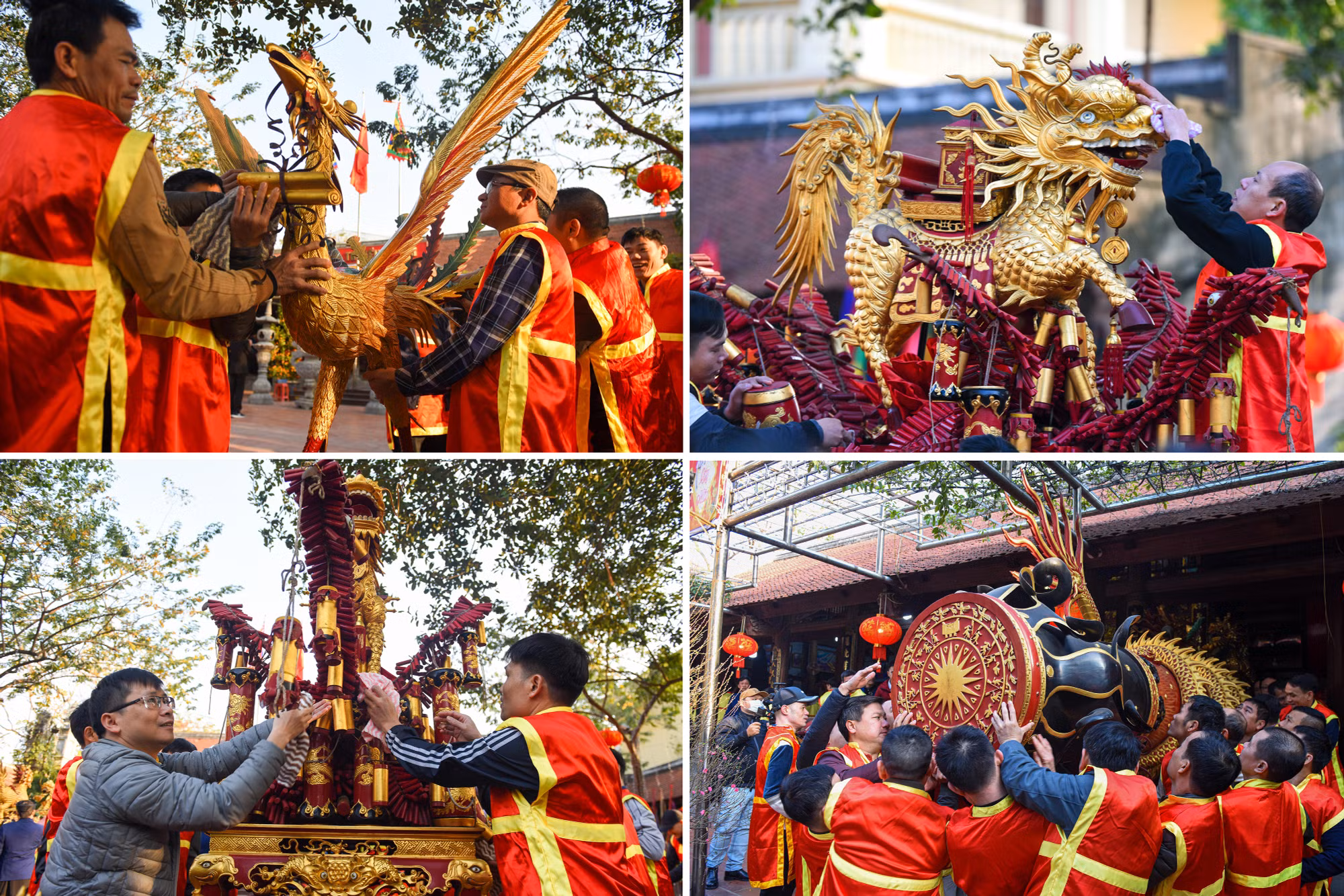 Sau khi pháo được đưa ra sân đình, các "quan sai" sẽ lau chùi sạch sẽ trước giờ rước.