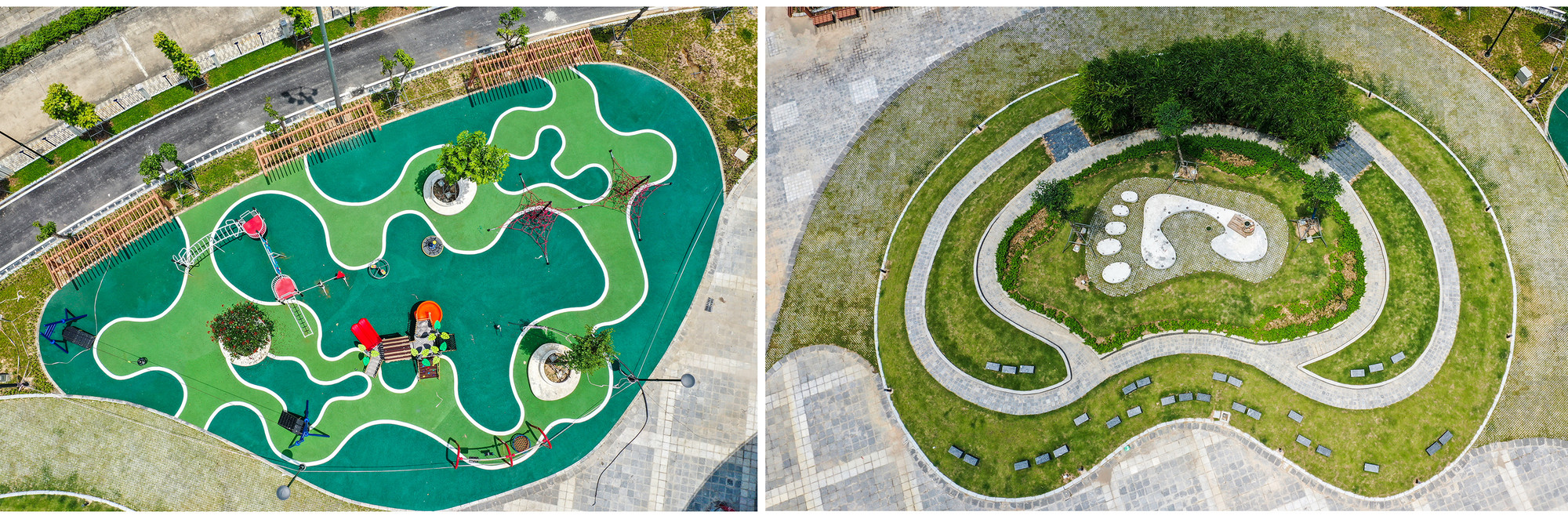 Khu vui chơi của Cung Thiếu nhi nhìn từ trên cao.