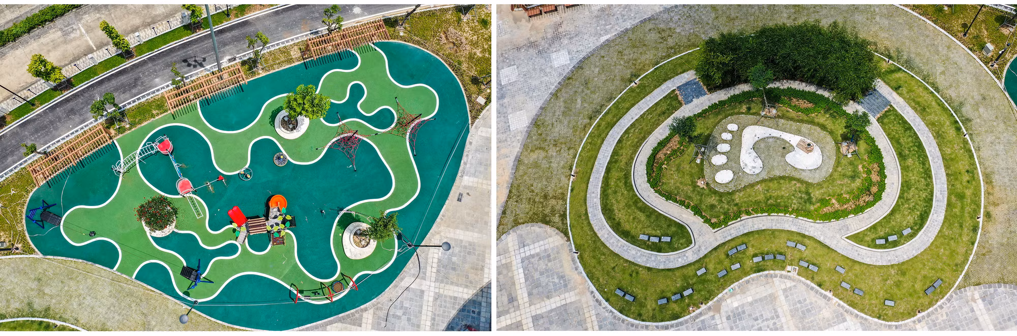 Khu vui chơi của Cung Thiếu nhi nhìn từ trên cao.