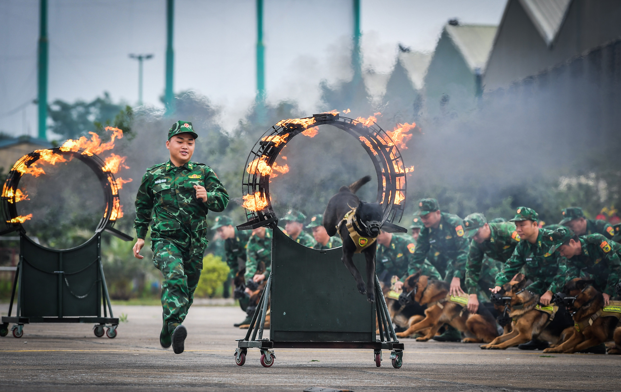 [Ảnh] Đặc công, máy bay, quân khuyển luyện tập cho sự kiện Triển lãm Quốc phòng quốc tế 2024 ảnh 13