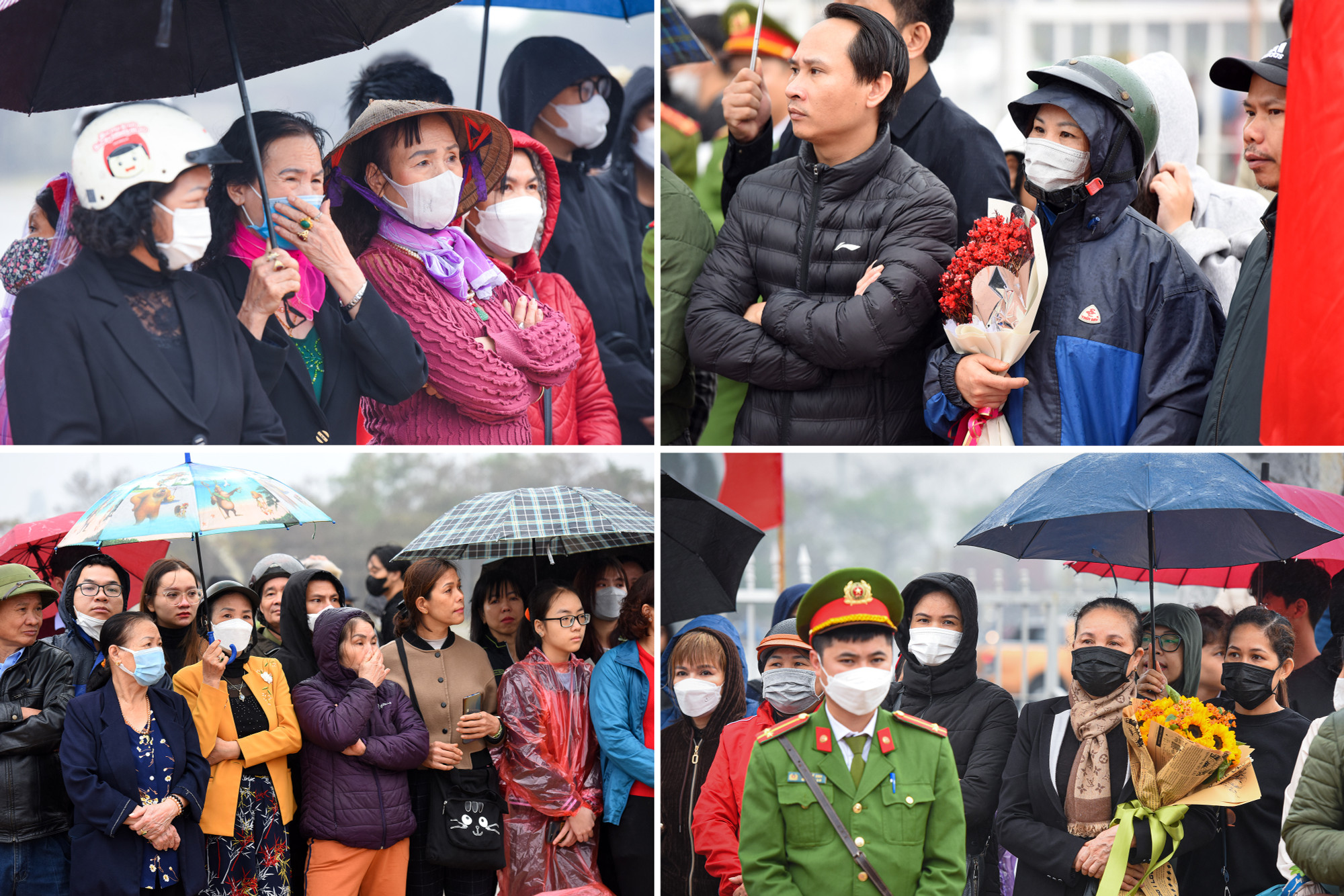 Có mặt đưa tiễn các tân binh là hàng trăm người thân, họ hàng. Dưới cơn mưa khá nặng hạt đầu giờ sáng, tất cả đều không giấu nổi sự bồi hồi trong giây phút chia tay.