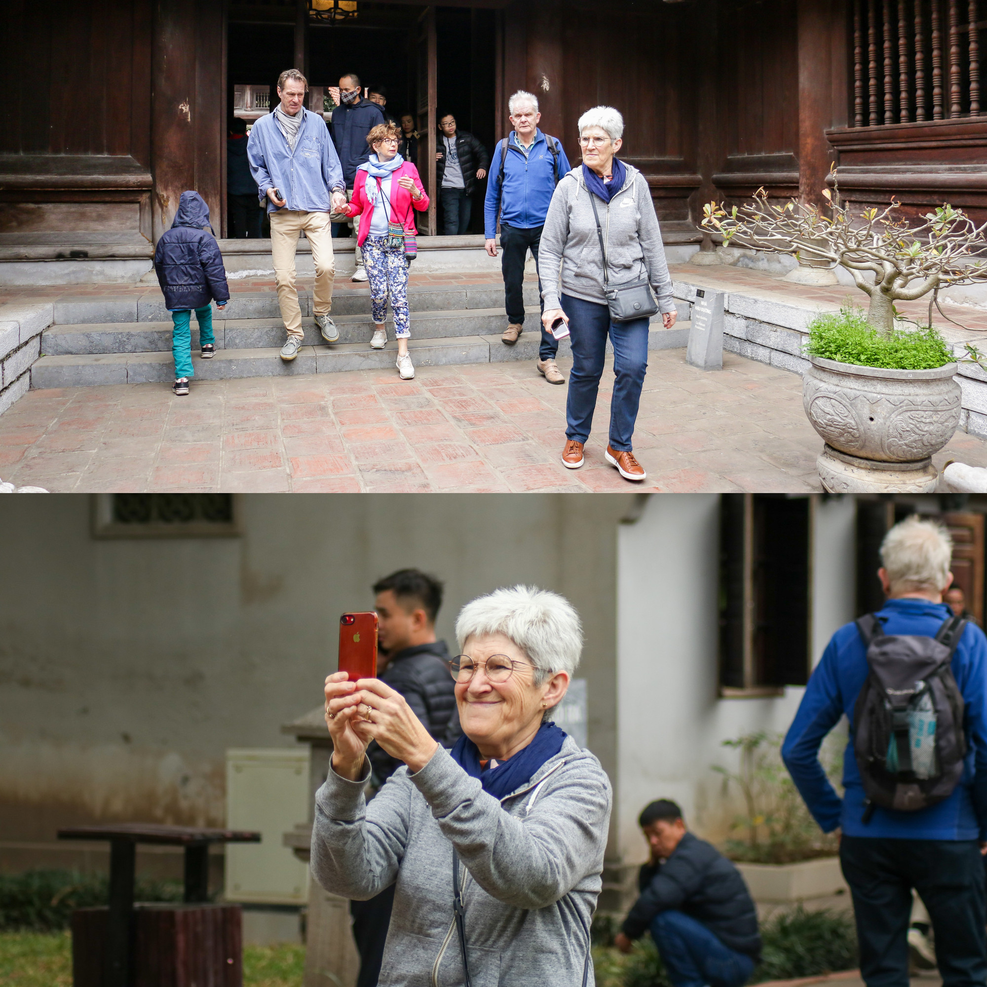 Những du khách nước ngoài cũng hào hứng tham quan và chụp ảnh.