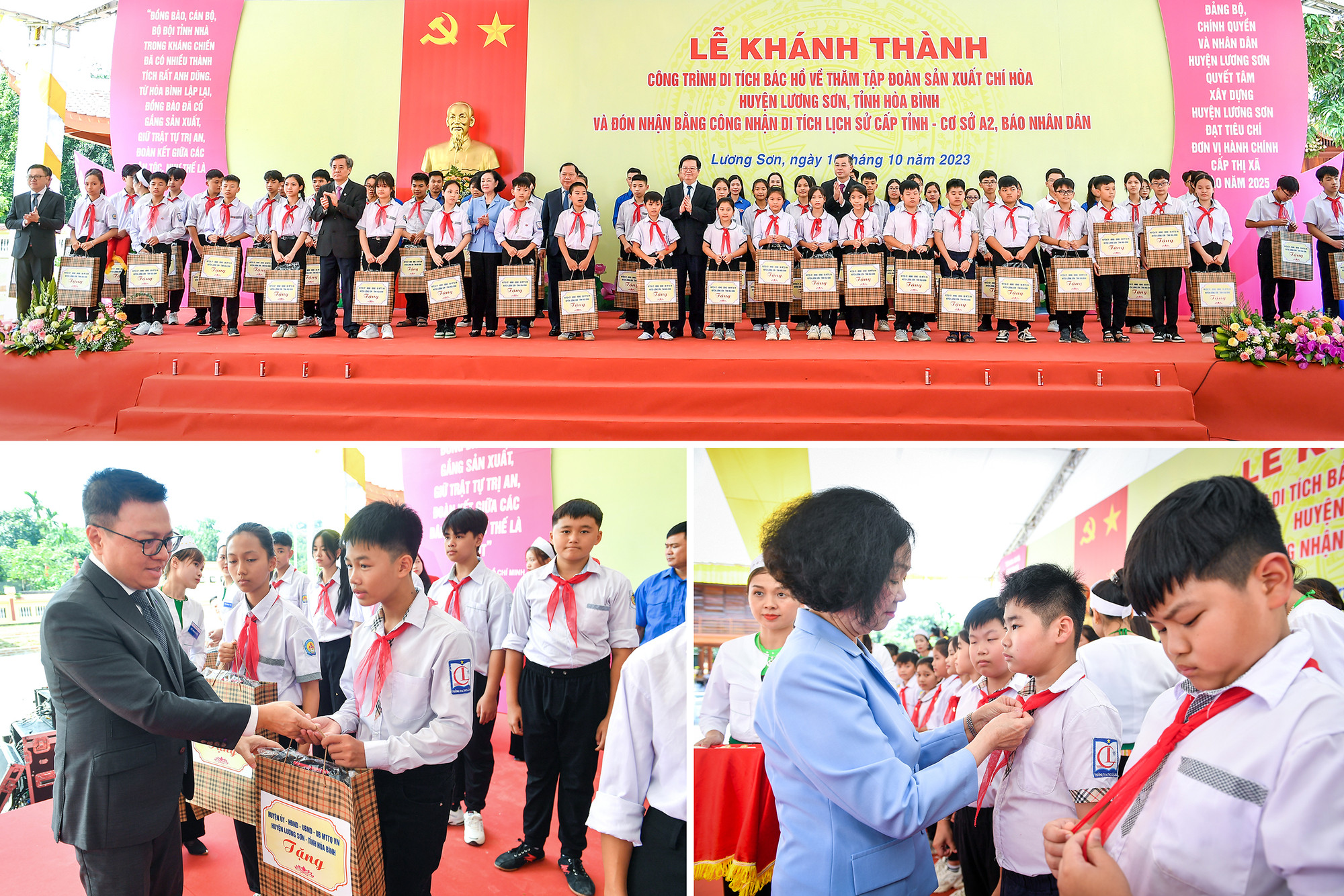 Đồng chí Trương Thị Mai cùng các đồng chí lãnh đạo trao tặng Huy hiệu Bác Hồ cho 65 học sinh tiêu biểu của huyện Lương Sơn. Đồng chí Trương Thị Mai cùng các đồng chí lãnh đạo trao tặng Huy hiệu Bác Hồ cho 65 học sinh tiêu biểu của huyện Lương Sơn.