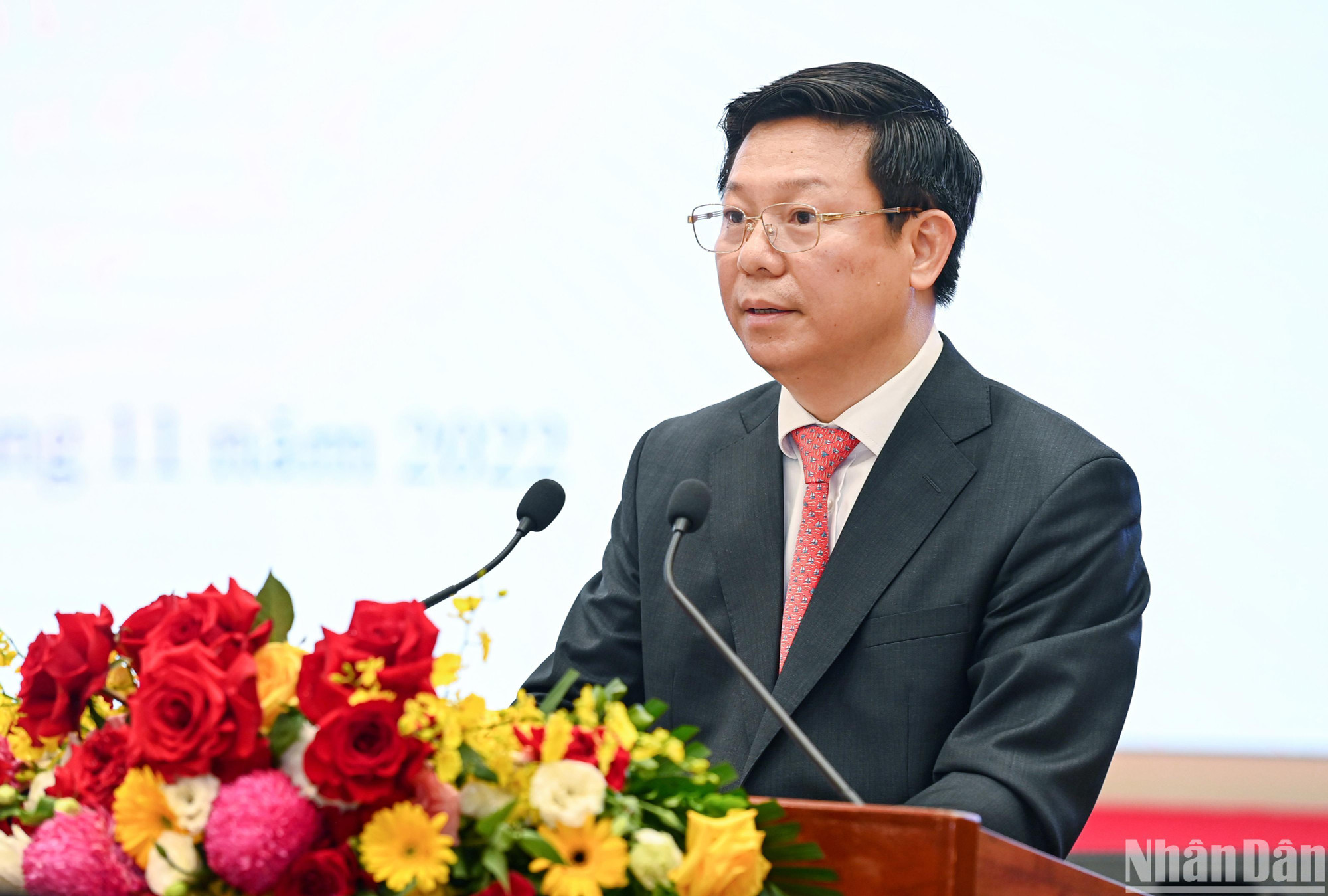 Phó trưởng Ban Tuyên giáo Trung ương Trần Thanh Lâm phát biểu tại Hội thảo. (Ảnh: THÀNH ĐẠT)