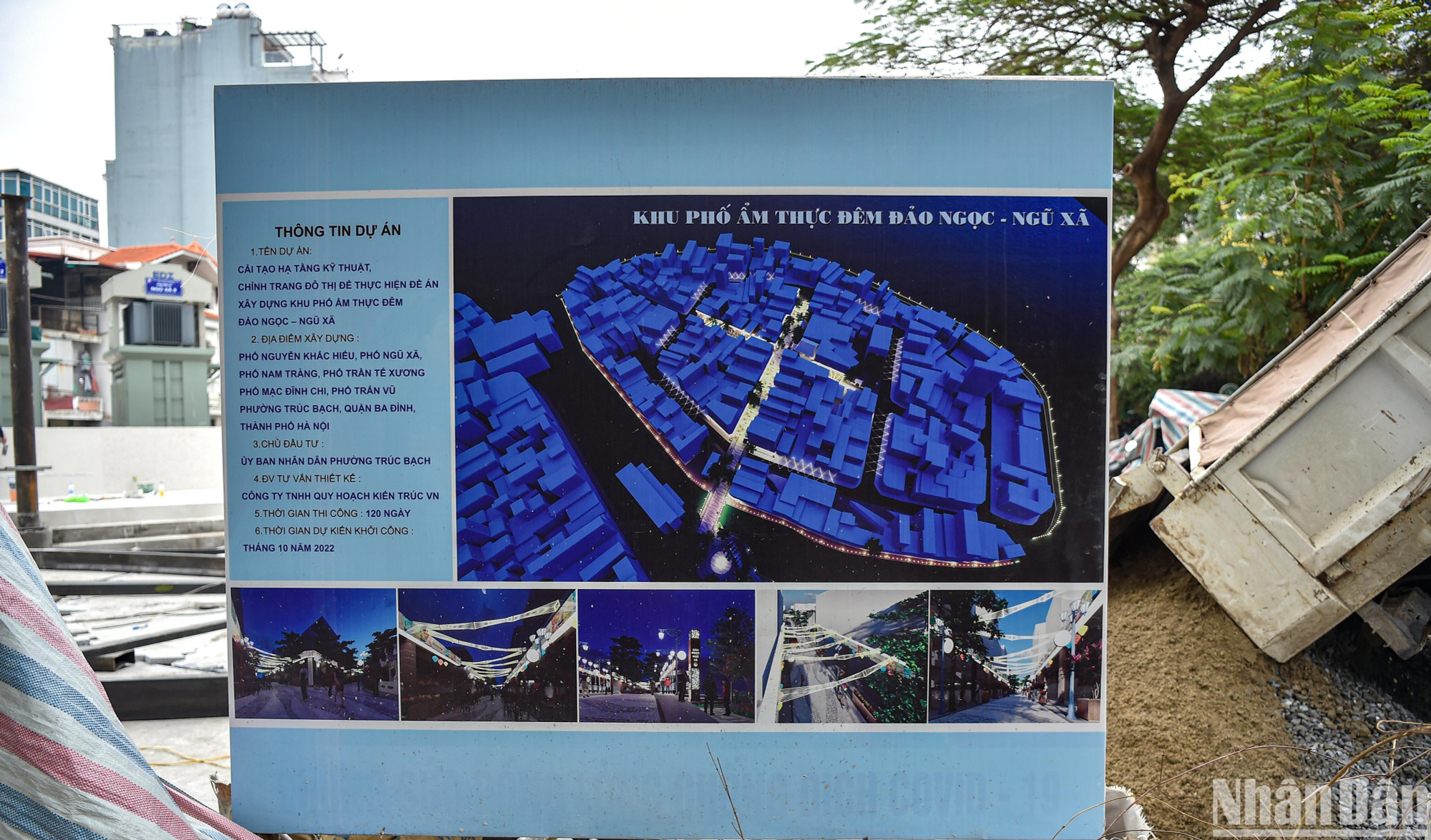 Thông tin về dự án khu phố ẩm thực đêm đảo Ngọc - Ngũ Xã được dựng công khai để người dân tiện theo dõi. Thông tin về dự án khu phố ẩm thực đêm đảo Ngọc - Ngũ Xã được dựng công khai để người dân tiện theo dõi.