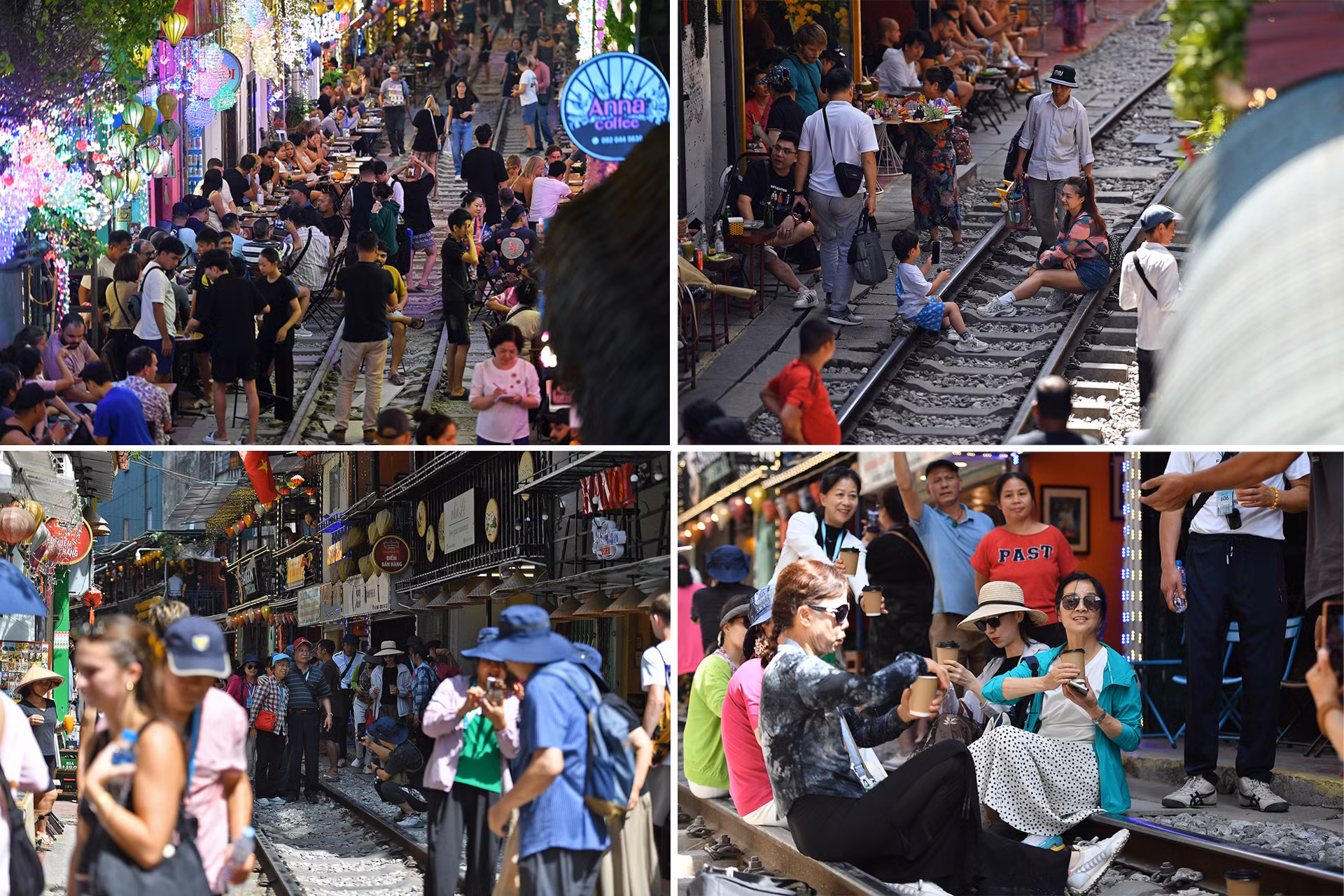 Cách đó vài bước chân, không khí bên trong khu tổ hợp "cà phê đường tàu" luôn ở trong trạng thái nhộn nhịp. Ngày cũng như đêm, hành lang an toàn đường sắt tại đây bị xâm phạm nghiêm trọng. Không chỉ khách du lịch nước ngoài, nhiều gia đình và các bạn trẻ cũng thường xuyên lui tới "cà phê đường tàu" để có cho mình những bức ảnh ngập tràn "cảm giác mạnh". Cách đó vài bước chân, không khí bên trong khu tổ hợp "cà phê đường tàu" luôn ở trong trạng thái nhộn nhịp. Ngày cũng như đêm, hành lang an toàn đường sắt tại đây bị xâm phạm nghiêm trọng. Không chỉ khách du lịch nước ngoài, nhiều gia đình và các bạn trẻ cũng thường xuyên lui tới "cà phê đường tàu" để có cho mình những bức ảnh ngập tràn "cảm giác mạnh".