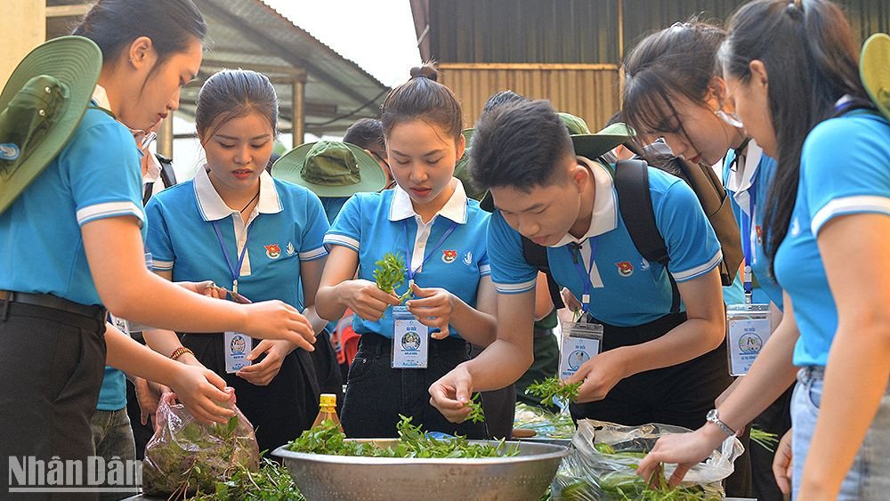 Ca sĩ Ngô Lan Hương (thứ 3 từ trái sang) và các đại biểu Hành trình chuẩn bị "Bữa ăn cho em". 