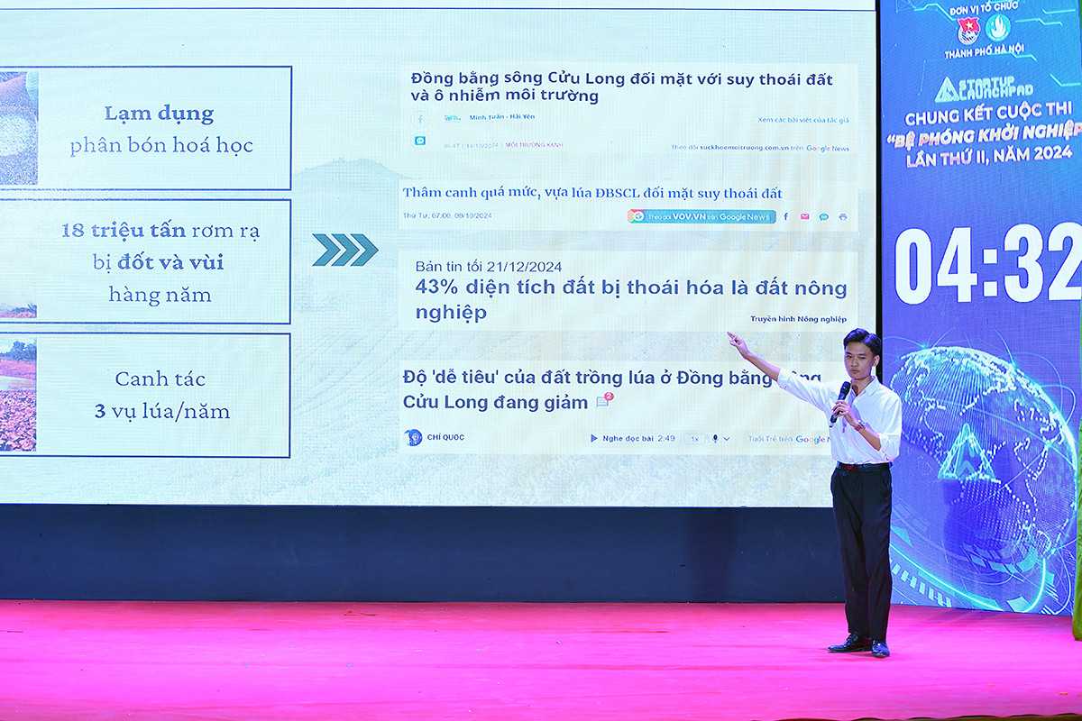 Đại diện các đội thi trình bày dự án, ý tưởng.