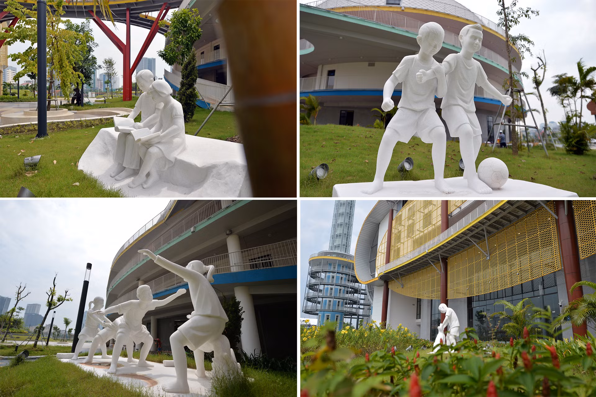 Khuôn viên Cung Thiếu nhi Hà Nội (mới) đặt nhiều công trình trang trí thể hiện sự trong sáng của tâm hồn trẻ thơ. Khuôn viên Cung Thiếu nhi Hà Nội (mới) đặt nhiều công trình trang trí thể hiện sự trong sáng của tâm hồn trẻ thơ.