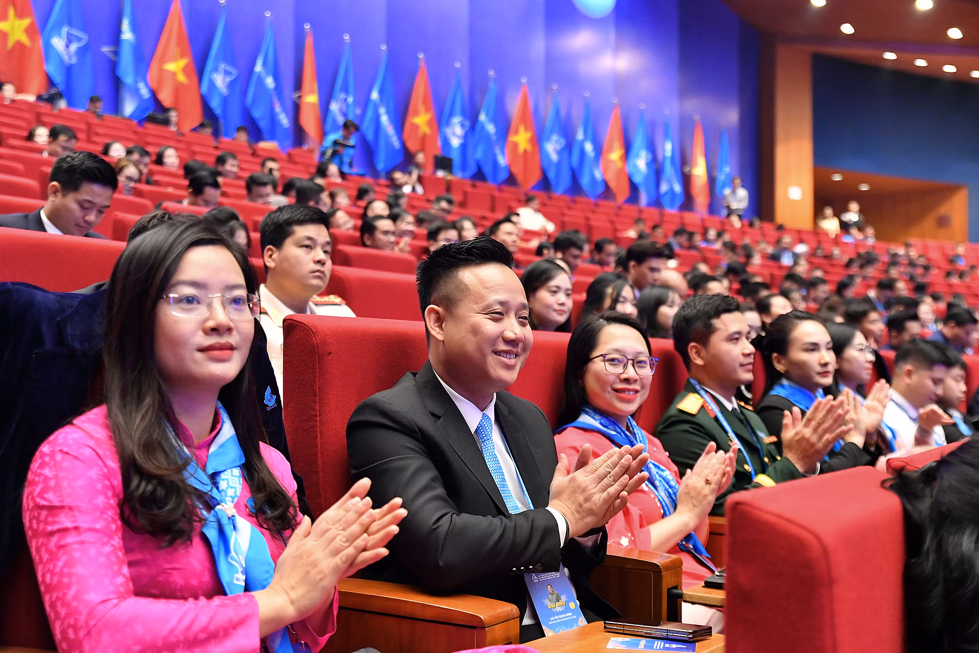 Các thành viên đoàn đại biểu thanh niên thành phố Hà Nội tại Đại hội.