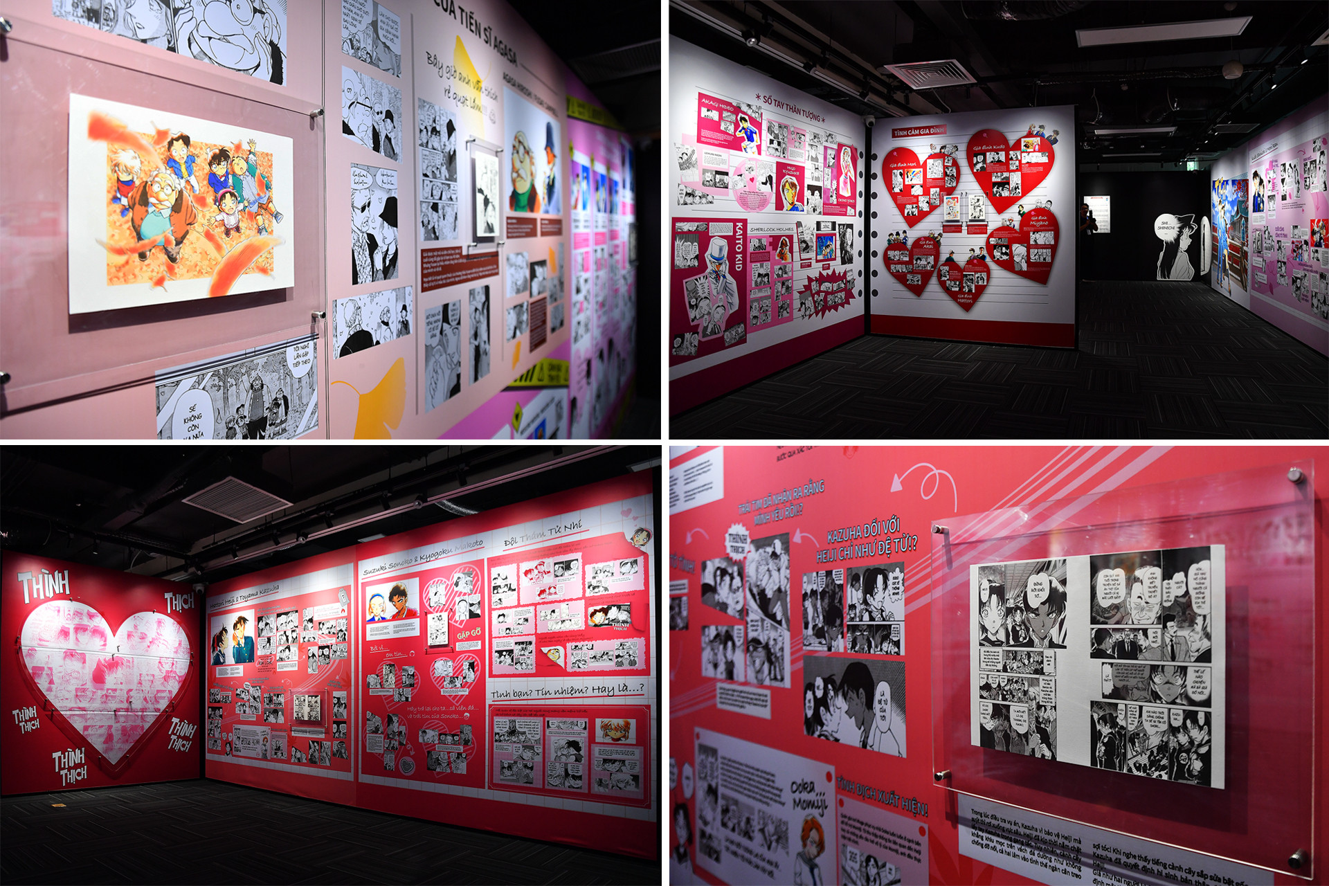 Không chỉ có những mảng tối, Triển lãm còn được phân thành những khu vực trưng bày các tình tiết lãng mạn, tình cảm theo diễn biến loạt truyện.