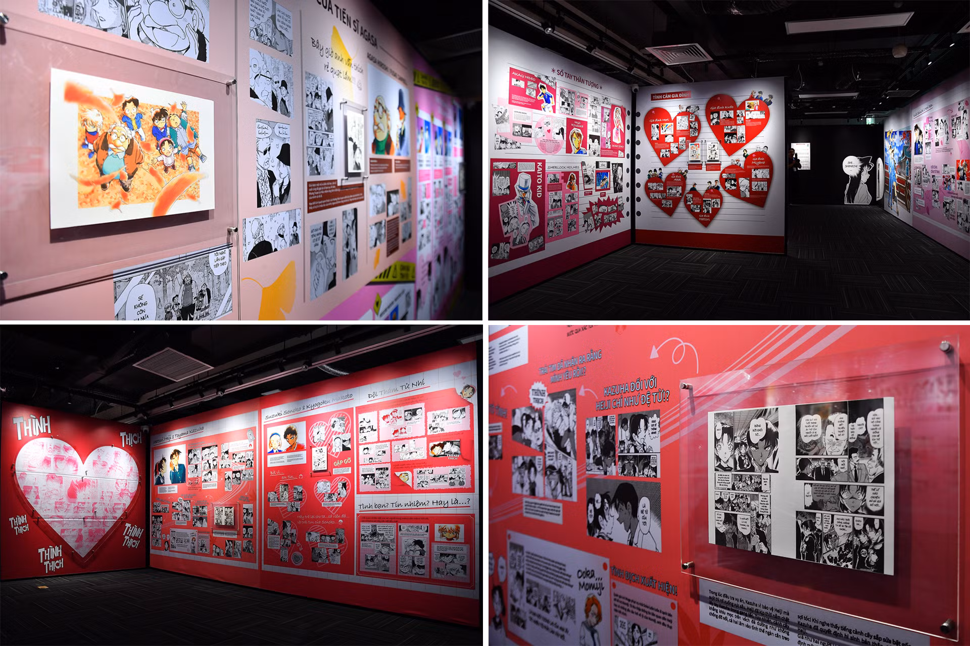 Không chỉ có những mảng tối, Triển lãm còn được phân thành những khu vực trưng bày các tình tiết lãng mạn, tình cảm theo diễn biến loạt truyện.