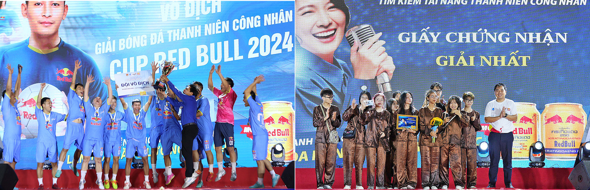 Người lao động trẻ nhận các phần thưởng của Giải bóng đá nam thanh niên công nhân và Cuộc thi "Tìm kiếm tài năng thanh niên công nhân" năm 2024.