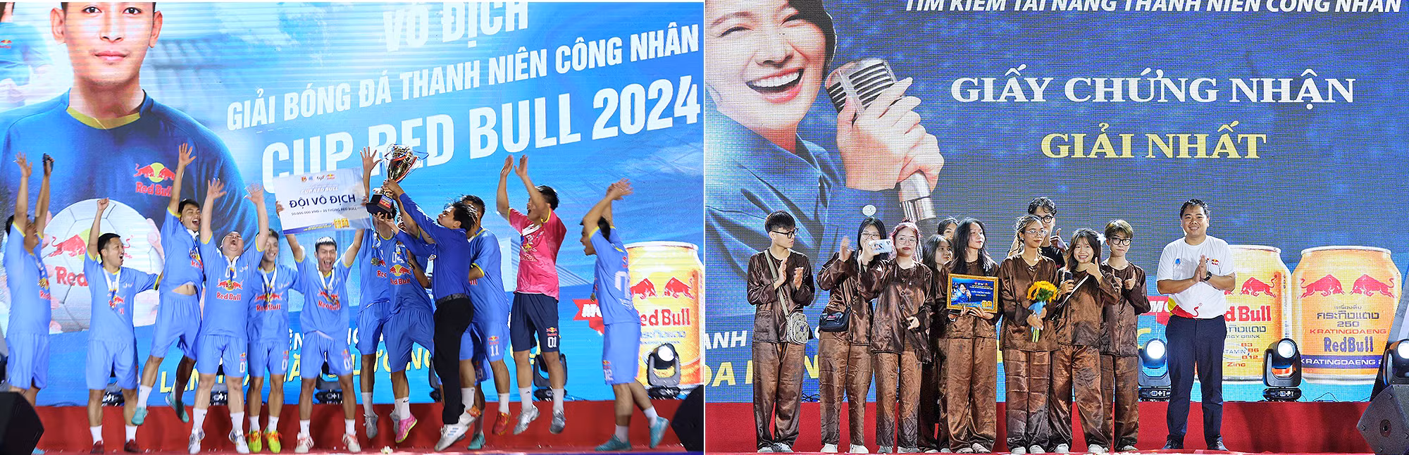 Người lao động trẻ nhận các phần thưởng của Giải bóng đá nam thanh niên công nhân và Cuộc thi "Tìm kiếm tài năng thanh niên công nhân" năm 2024.