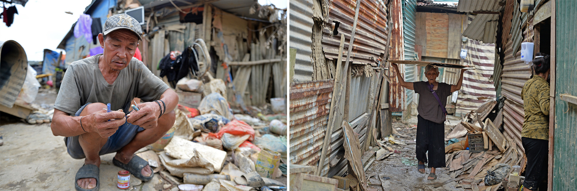 Quả thật, đợt mưa lũ do ảnh hưởng của cơn bão số 3 vừa qua đã khiến đồ dùng sinh hoạt của người dân xóm trọ ven sông Hồng hư hỏng hoàn toàn. Những "căn nhà" tại đây vốn đã xiêu vẹo, nay lại càng lụp xụp hơn. Quả thật, đợt mưa lũ do ảnh hưởng của cơn bão số 3 vừa qua đã khiến đồ dùng sinh hoạt của người dân xóm trọ ven sông Hồng hư hỏng hoàn toàn. Những "căn nhà" tại đây vốn đã xiêu vẹo, nay lại càng lụp xụp hơn.