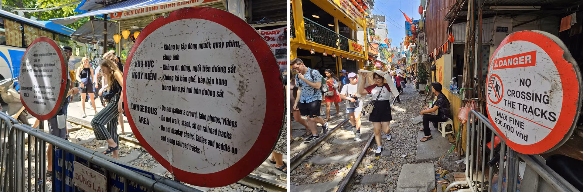 Thực tế, khu tổ hợp dịch vụ "cảm giác mạnh" này đã từng không ít lần bị buộc phải đóng cửa. Kèm theo đó, lực lượng chức năng đã túc trực thường xuyên trong mọi khung giờ để bảo đảm hành lang an toàn đường sắt cũng như tính mạng người dân, khách du lịch. Thực tế, khu tổ hợp dịch vụ "cảm giác mạnh" này đã từng không ít lần bị buộc phải đóng cửa. Kèm theo đó, lực lượng chức năng đã túc trực thường xuyên trong mọi khung giờ để bảo đảm hành lang an toàn đường sắt cũng như tính mạng người dân, khách du lịch.