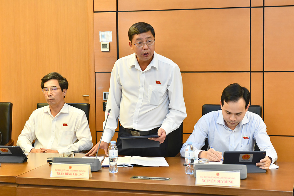 Đại biểu Quốc hội thành phố Đà Nẵng Trần Đình Chung phát biểu thảo luận tại tổ.