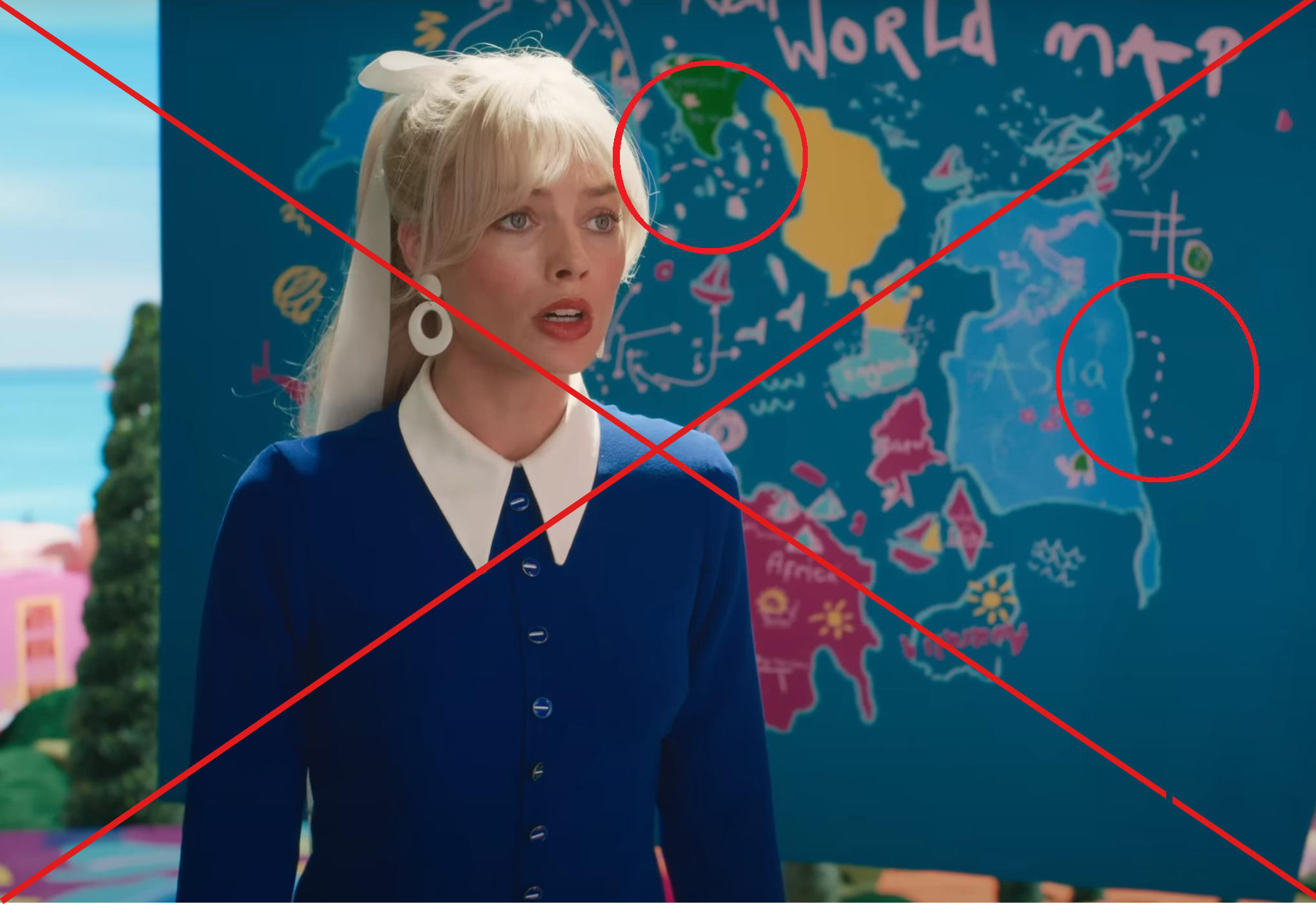 Phim Barbie với nhiều đường nét đứt gây nhiều diễn giải sai lệch, đã bị cấm chiếu ở Việt Nam gần đây gây xôn xao dư luận cả trong và ngoài nước. (Ảnh chụp màn hình)