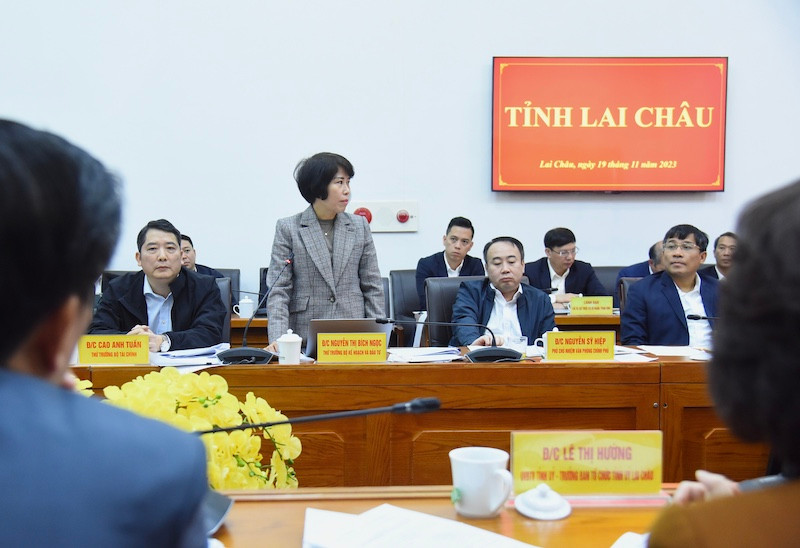 Thứ trưởng Bộ Kế hoạch và Đầu tư Nguyễn Thị Bích Ngọc phát biểu.