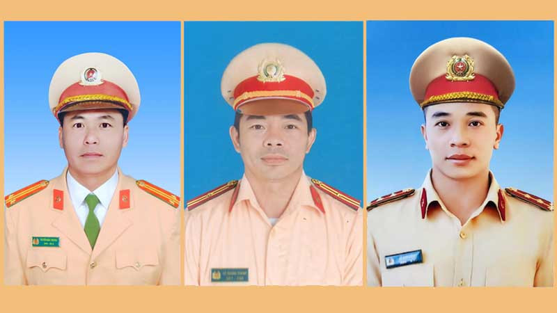 Từ trái sang: Trung tá Nguyễn Khắc Thường, Thiếu tá Lê Quang Thành và Đại úy Lê Ánh Sáng. (Ảnh: Bộ Công an).