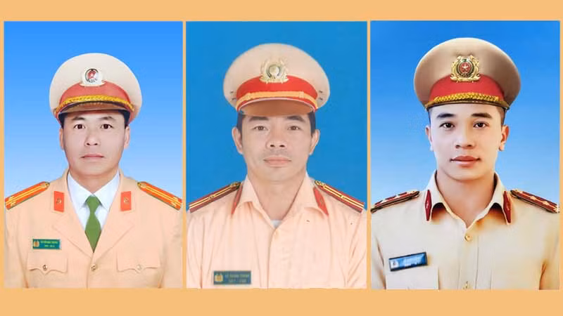 Từ trái sang: Trung tá Nguyễn Khắc Thường, Thiếu tá Lê Quang Thành và Đại úy Lê Ánh Sáng. (Ảnh: Bộ Công an).