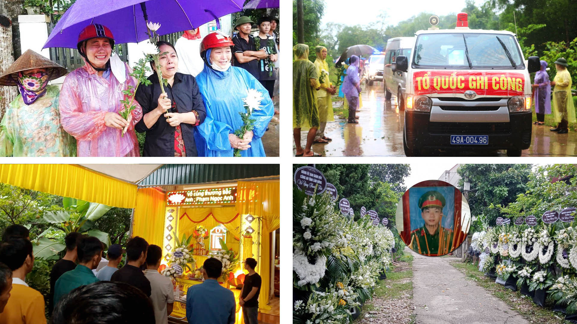 Đưa linh cữu Liệt sĩ, Đại úy Lê Ánh Sáng Lâm Đồng về quê nhà (ảnh trên) và dòng người đến viếng anh Phạm Ngọc Anh tại quê nhà Thanh Hóa.