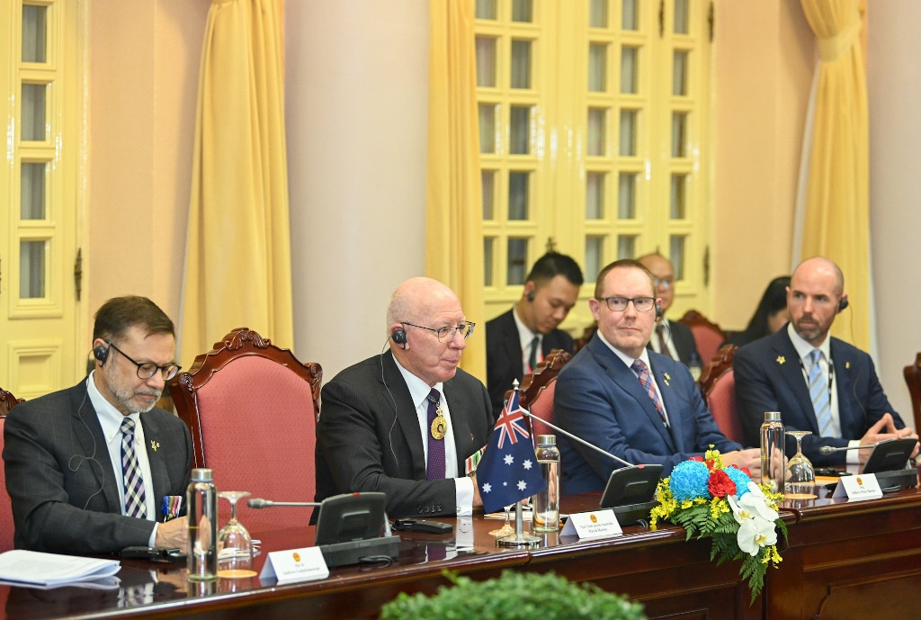 Toàn quyền Australia David Hurley phát biểu tại buổi hội đàm.