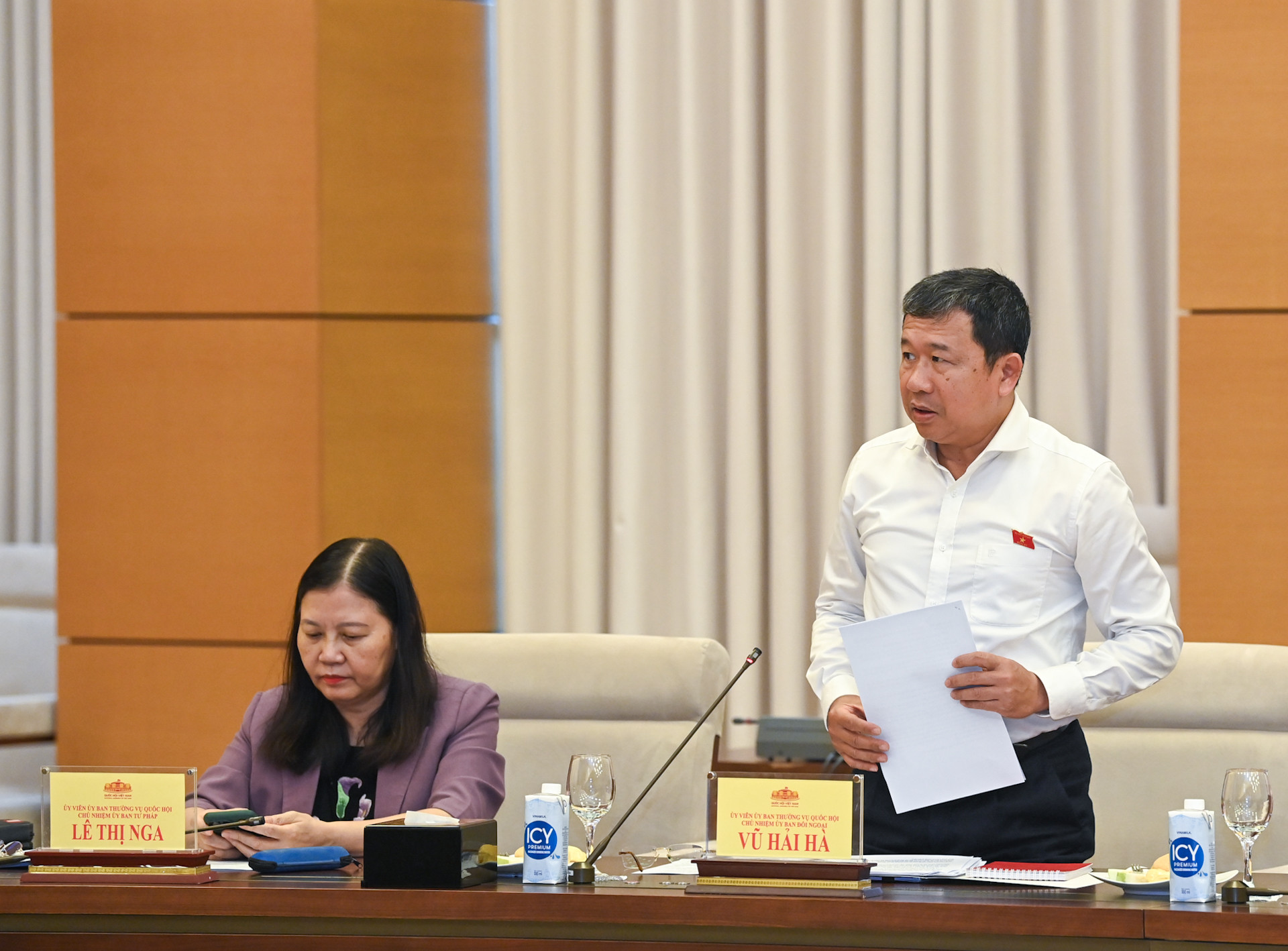 Chủ nhiệm Ủy ban Đối ngoại Vũ Hải Hà trình bày báo cáo.