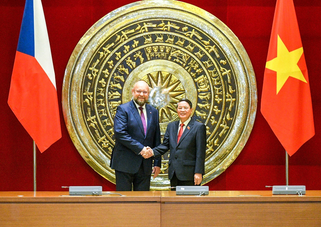 Phó Chủ tịch Quốc hội Nguyễn Đức Hải và Phó Chủ tịch Hạ viện Cộng hòa Séc Jan Bartosek tại buổi hội đàm.