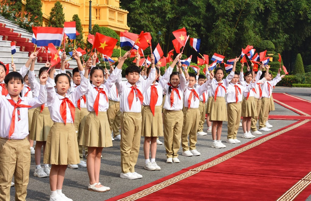 [Ảnh] Thủ tướng Phạm Minh Chính chủ trì Lễ đón Thủ tướng Hà Lan Mark Rutte ảnh 3