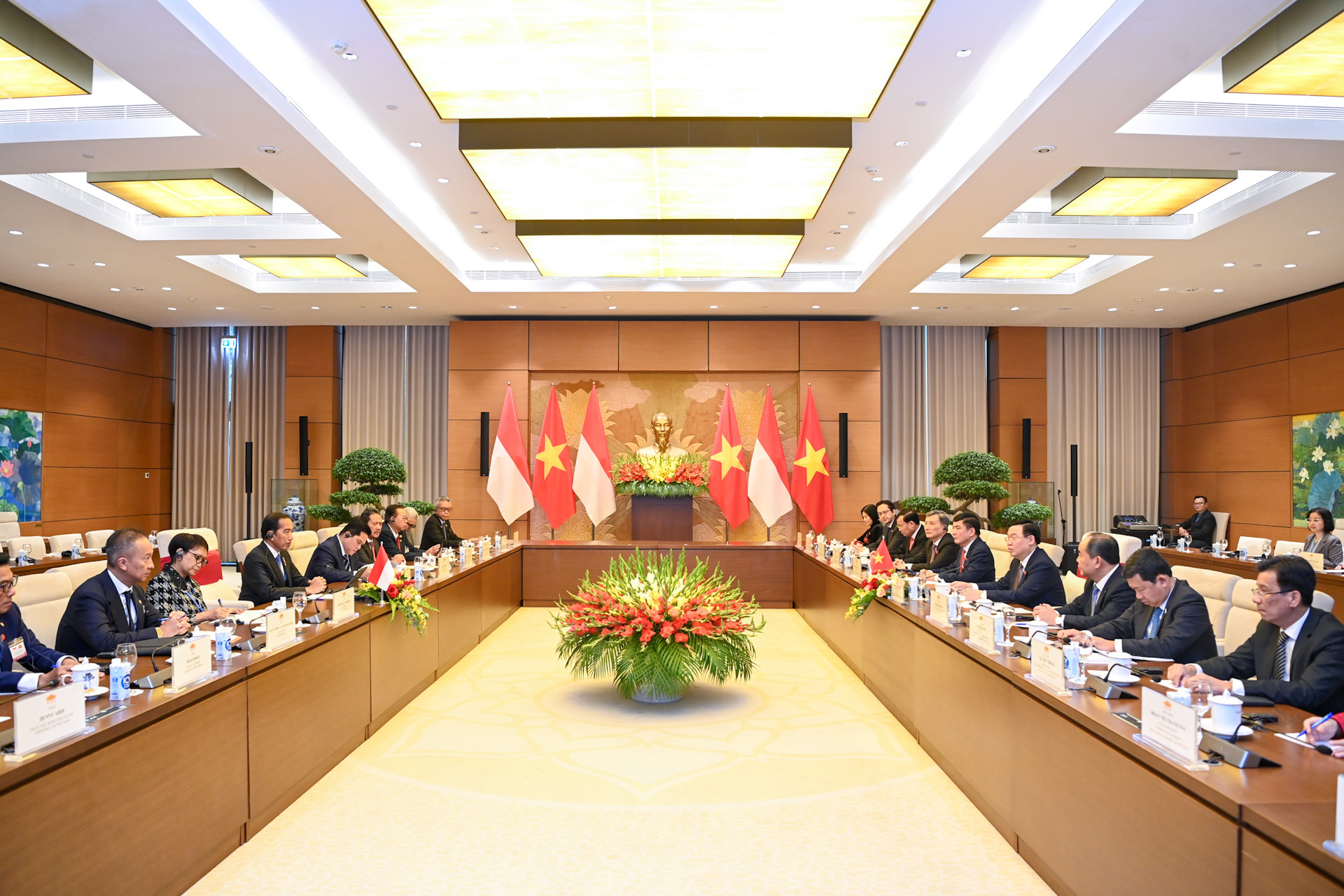 Quang cảnh buổi hội kiến tại Nhà Quốc hội.