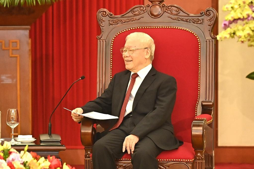 Tổng Bí thư Nguyễn Phú Trọng phát biểu tại buổi tiếp Tổng Thư ký Liên hợp quốc Antonio Guterres.