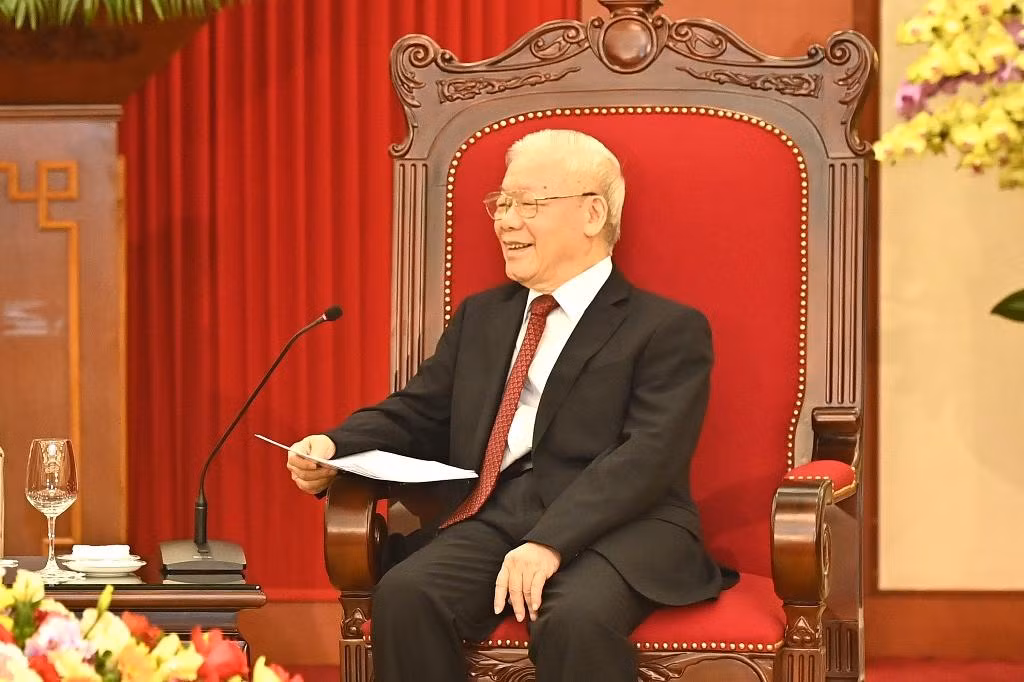 Tổng Bí thư Nguyễn Phú Trọng phát biểu tại buổi tiếp Tổng Thư ký Liên hợp quốc Antonio Guterres.