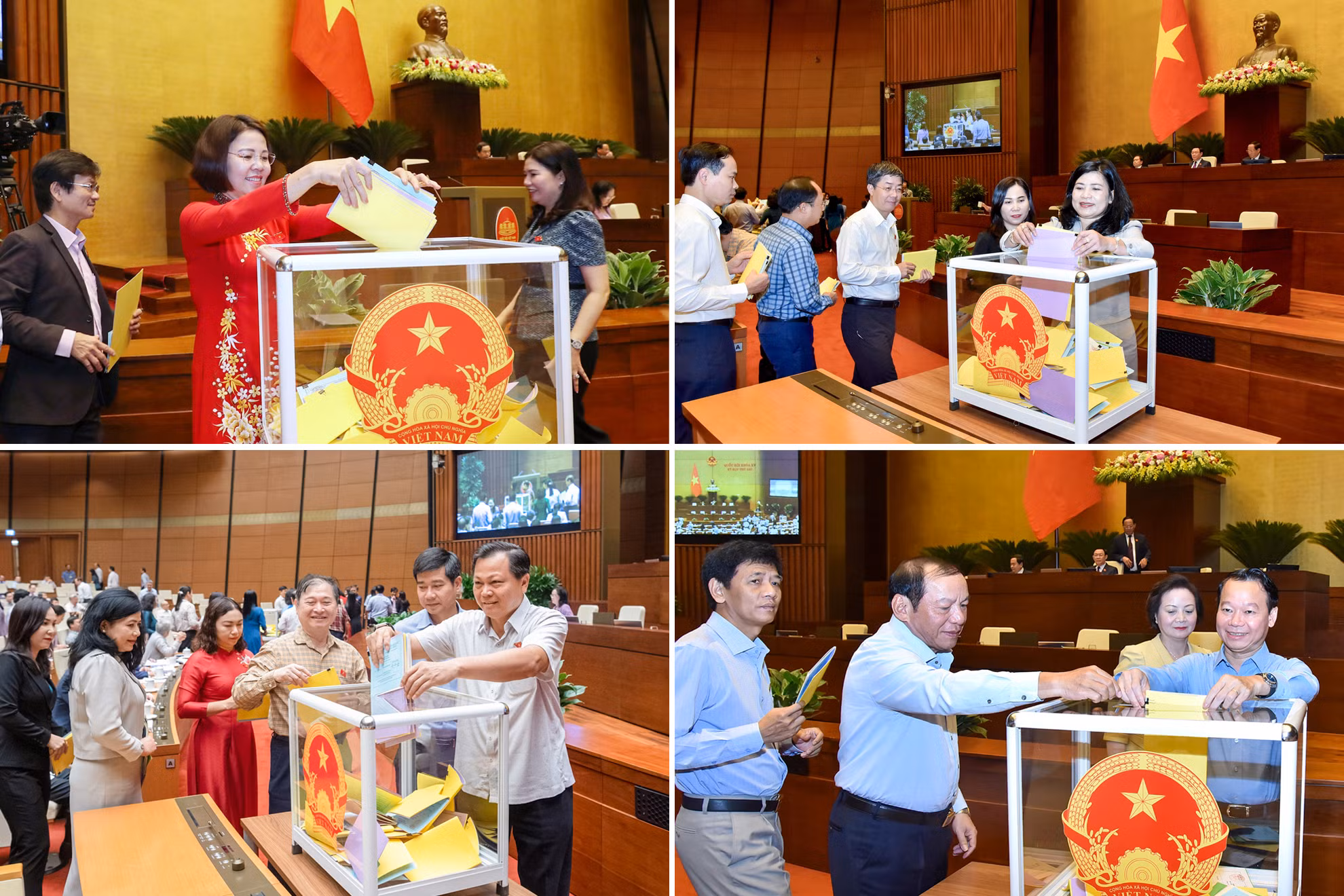 Các đại biểu Quốc hội bỏ phiếu kín đánh giá tín nhiệm 44 chức danh do Quốc hội bầu, phê chuẩn. Các đại biểu Quốc hội bỏ phiếu kín đánh giá tín nhiệm 44 chức danh do Quốc hội bầu, phê chuẩn.