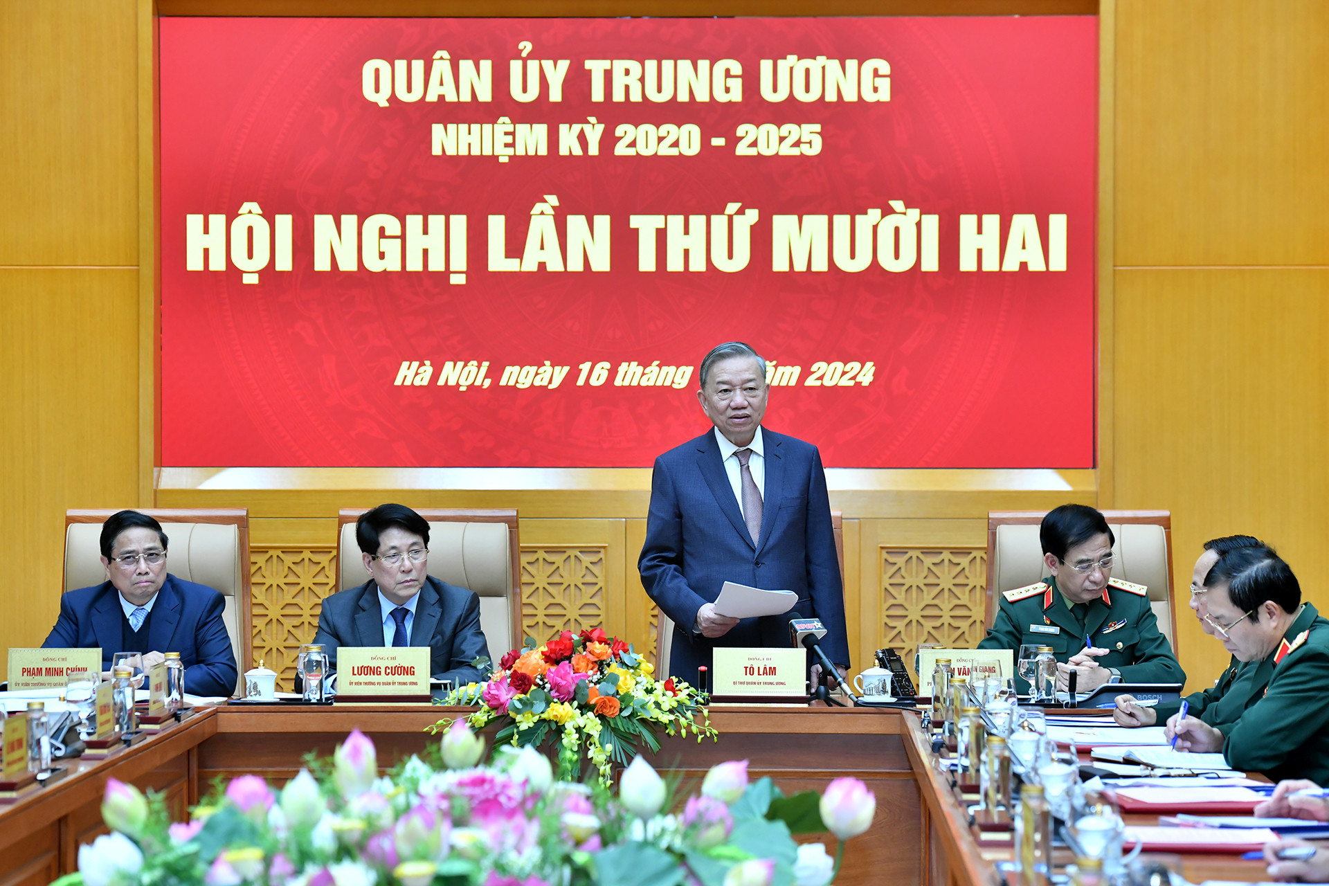 Tổng Bí thư Tô Lâm, Bí thư Quân ủy Trung ương phát biểu kết luận hội nghị.