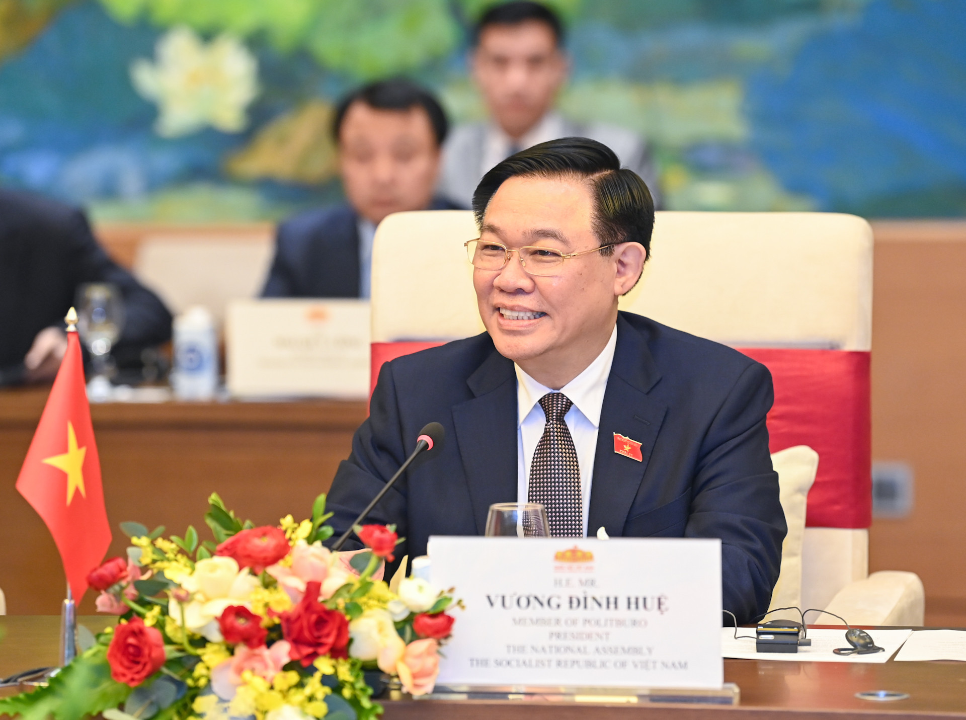 Chủ tịch Quốc hội Vương Đình Huệ phát biểu tại buổi hội kiến.