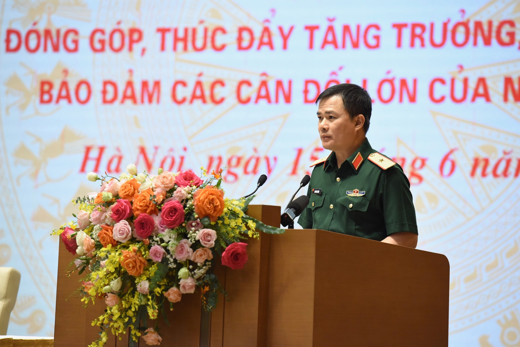Chủ tịch kiêm Tổng Giám đốc Tập đoàn Công nghiệp-Viễn thông quân đội Tào Đức Thắng phát biểu.
