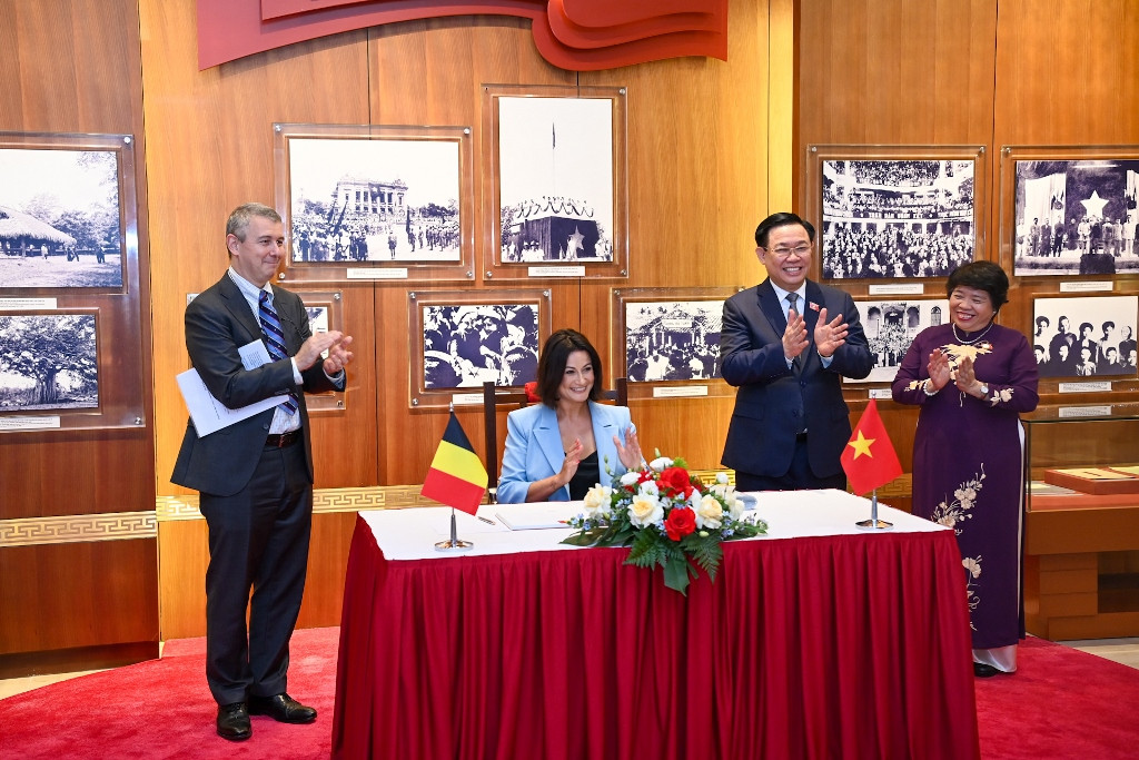 [Ảnh] Chủ tịch Quốc hội Vương Đình Huệ hội đàm với Chủ tịch Thượng viện Vương quốc Bỉ ảnh 5