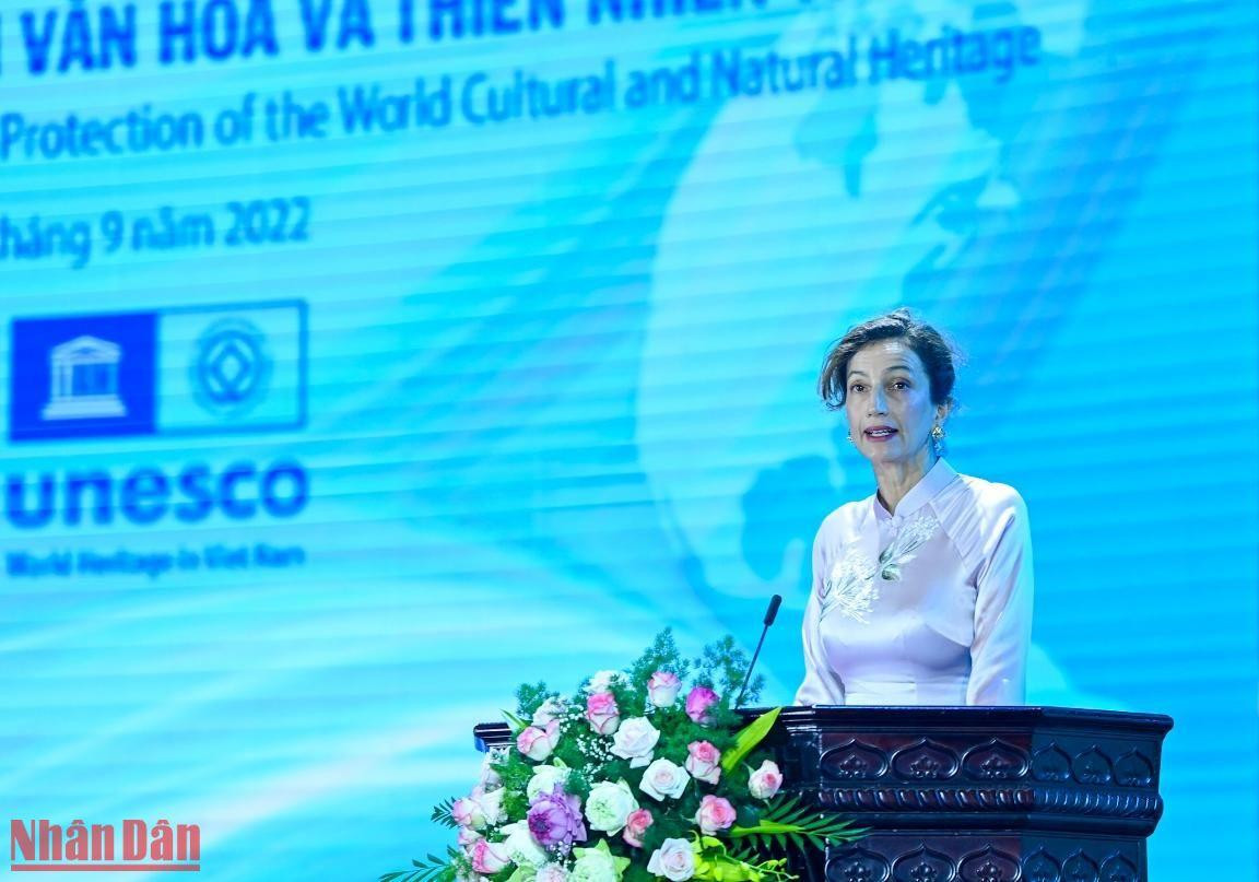 Bà Audrey Azoulay, Tổng Giám đốc UNESCO phát biểu tại lễ kỷ niệm.