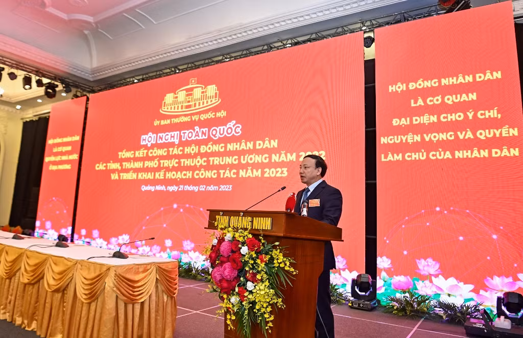 Bí thư Tỉnh ủy Quảng Ninh Nguyễn Xuân Ký phát biểu tại hội nghị.