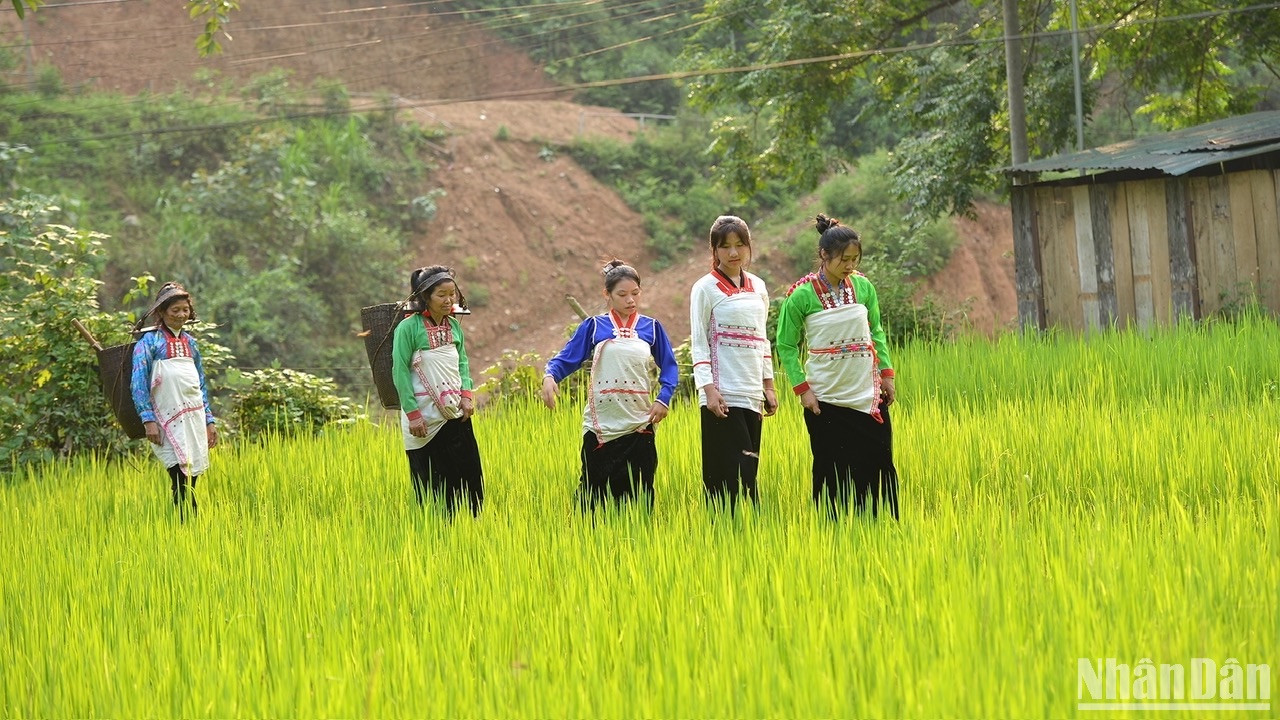 Phụ nữ Mảng trong trang phục truyền thống. (Ảnh: VŨ LINH) Phụ nữ Mảng trong trang phục truyền thống. (Ảnh: VŨ LINH)