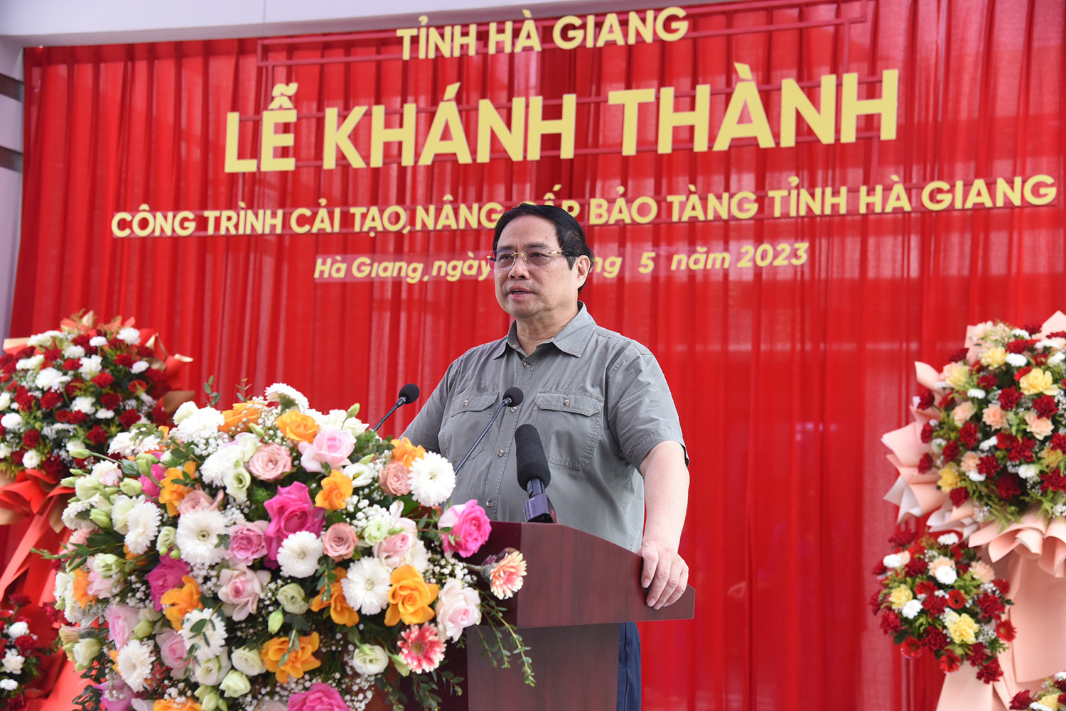 Thủ tướng Phạm Minh Chính phát biểu tại Lễ khánh công trình Bảo tàng tỉnh Hà Giang.