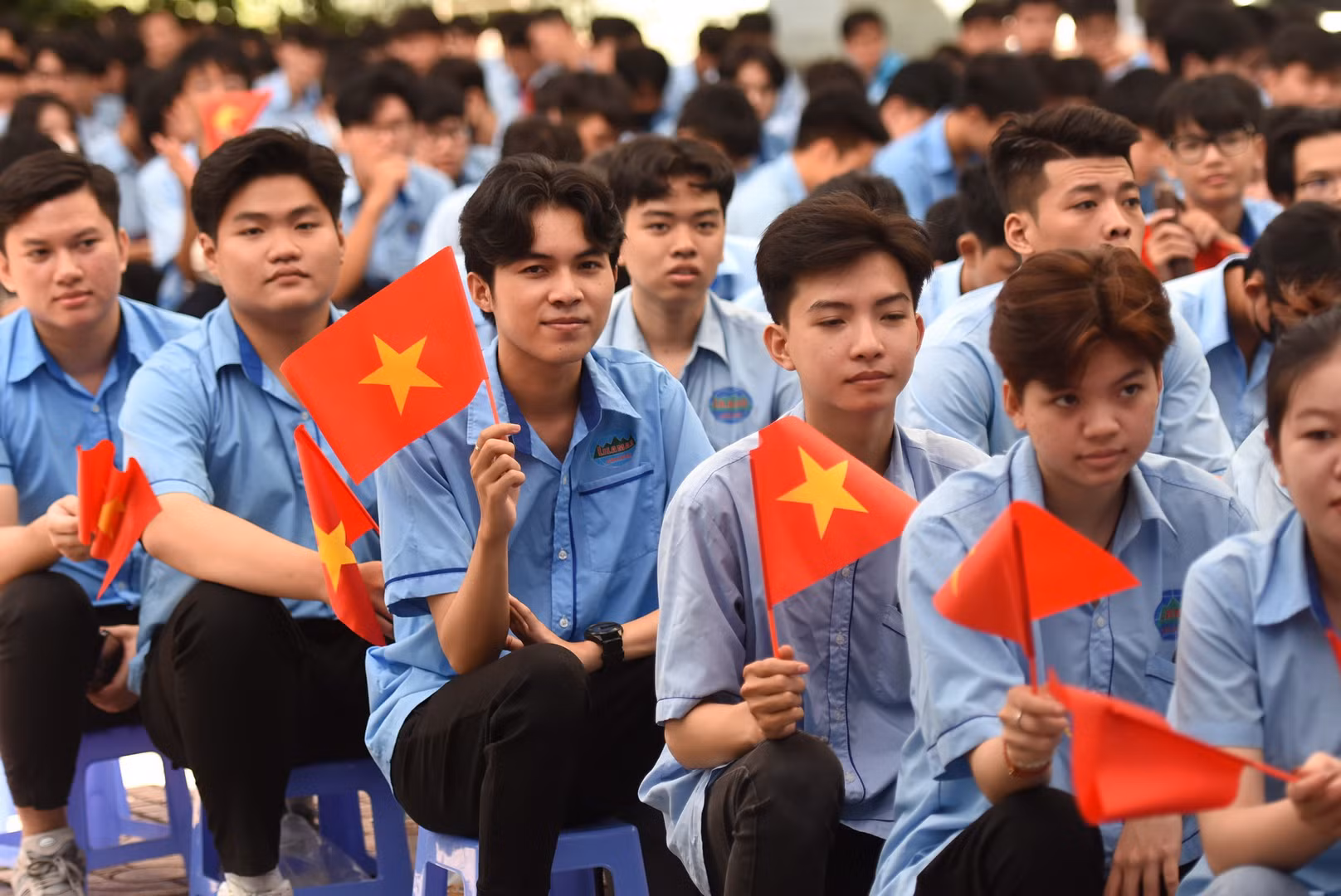 Học sinh, sinh viên Trường cao đẳng quốc tế Lilama 2 tại Lễ khai giảng.